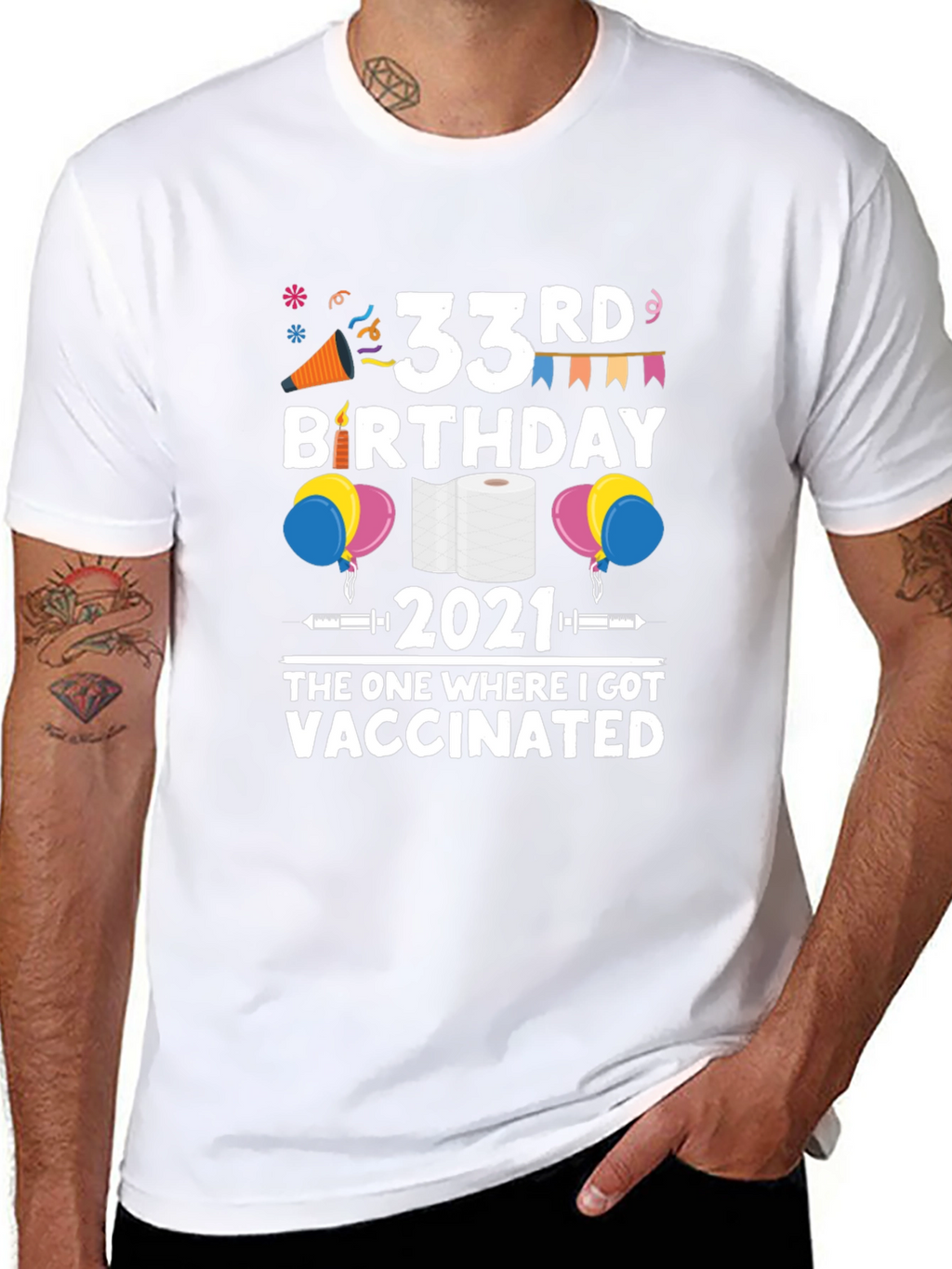 33rd Birthday 2021 Vaccinated T-Shirt