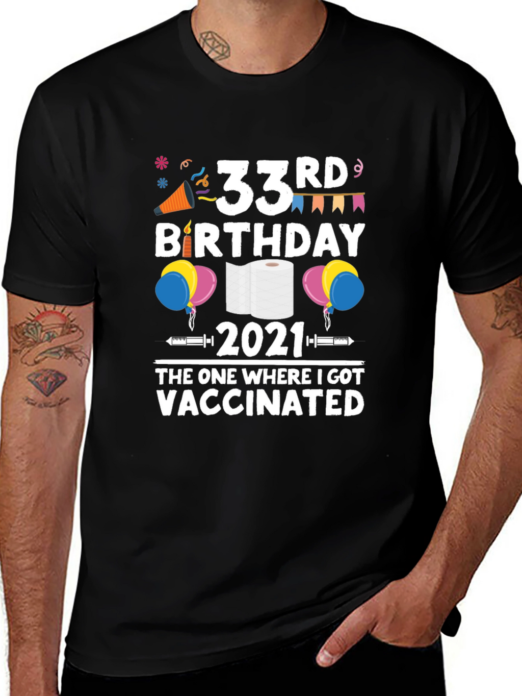 33rd Birthday 2021 Vaccinated T-Shirt