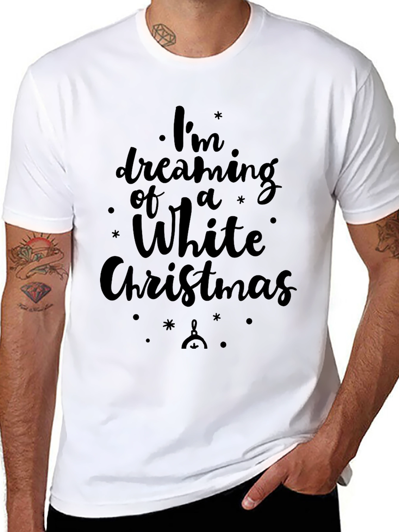 Dreaming of a White Christmas Black T-Shirt