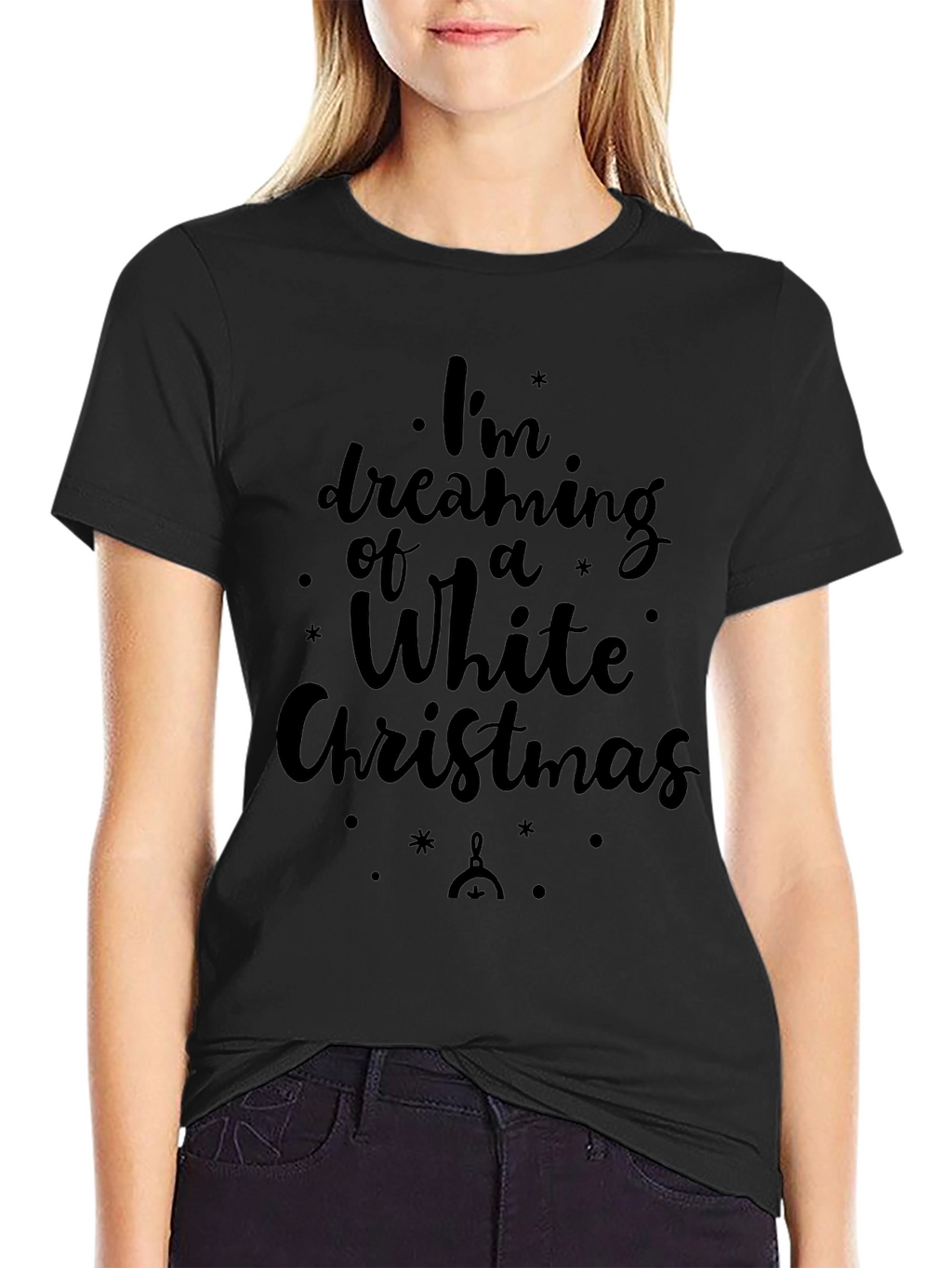 Dreaming of a White Christmas Black T-Shirt