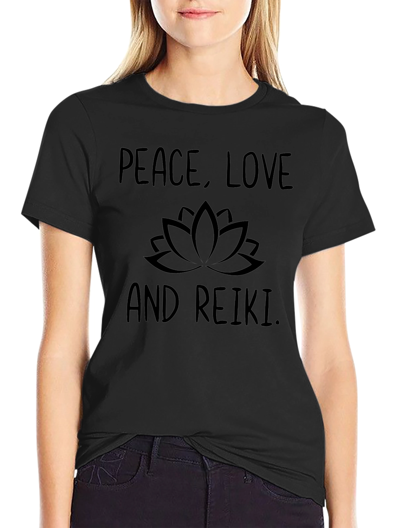 Peace Love Reiki T-Shirt - Black Graphic Tee