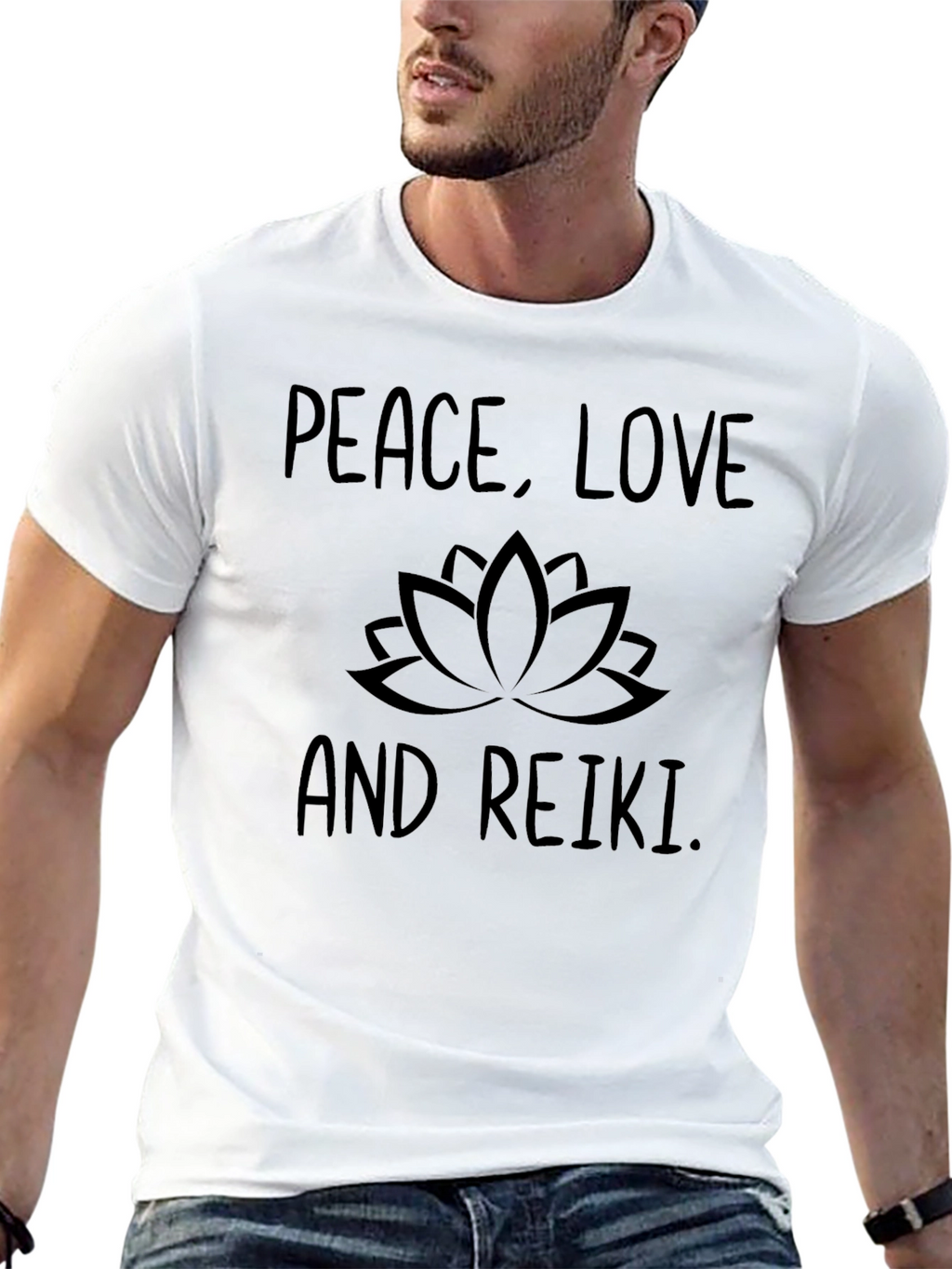 Peace Love Reiki T-Shirt - Black Graphic Tee