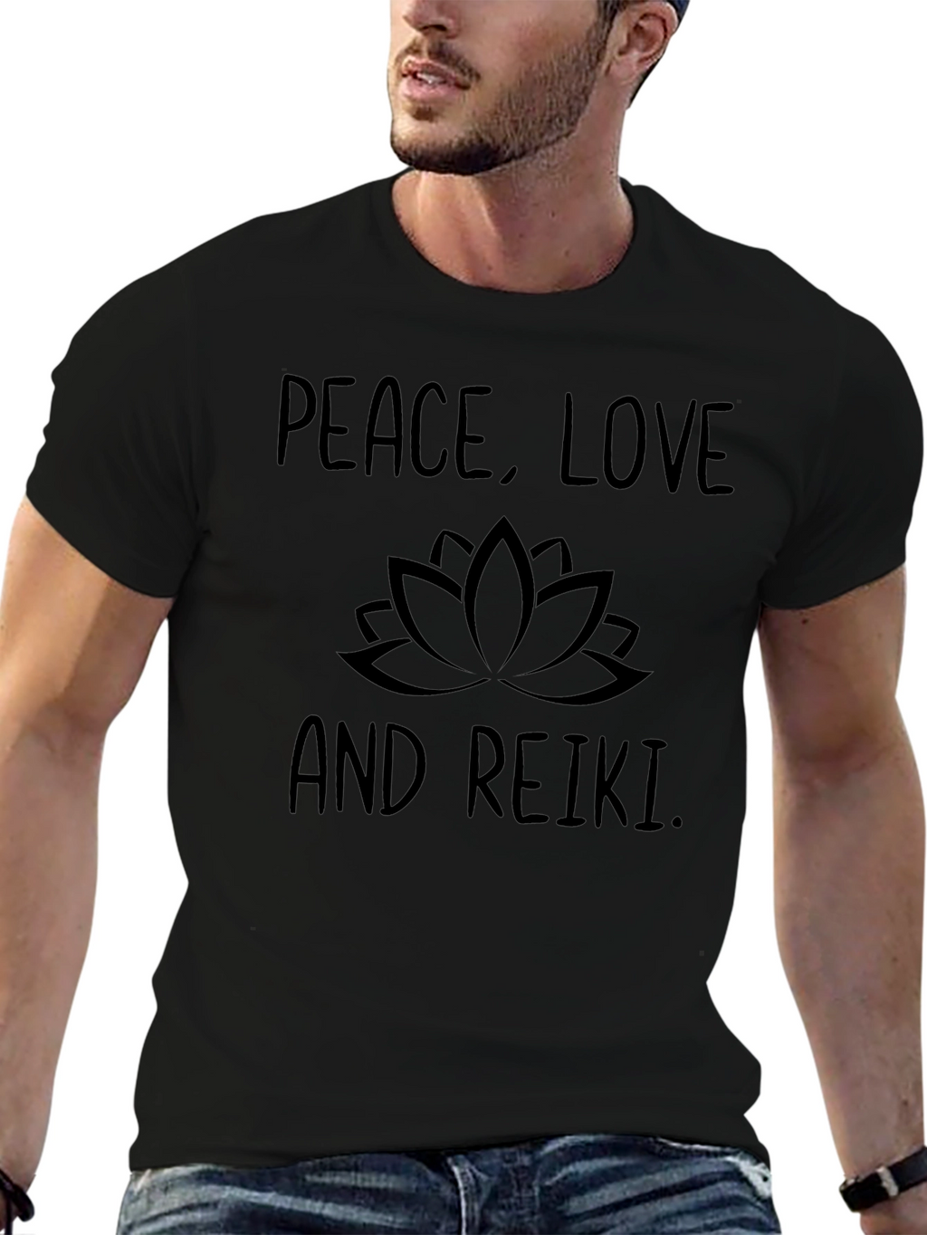Peace Love Reiki T-Shirt - Black Graphic Tee