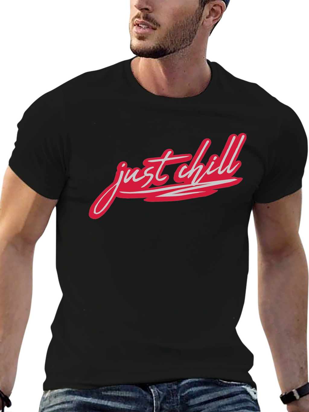 Just Chill Black Graphic Tee