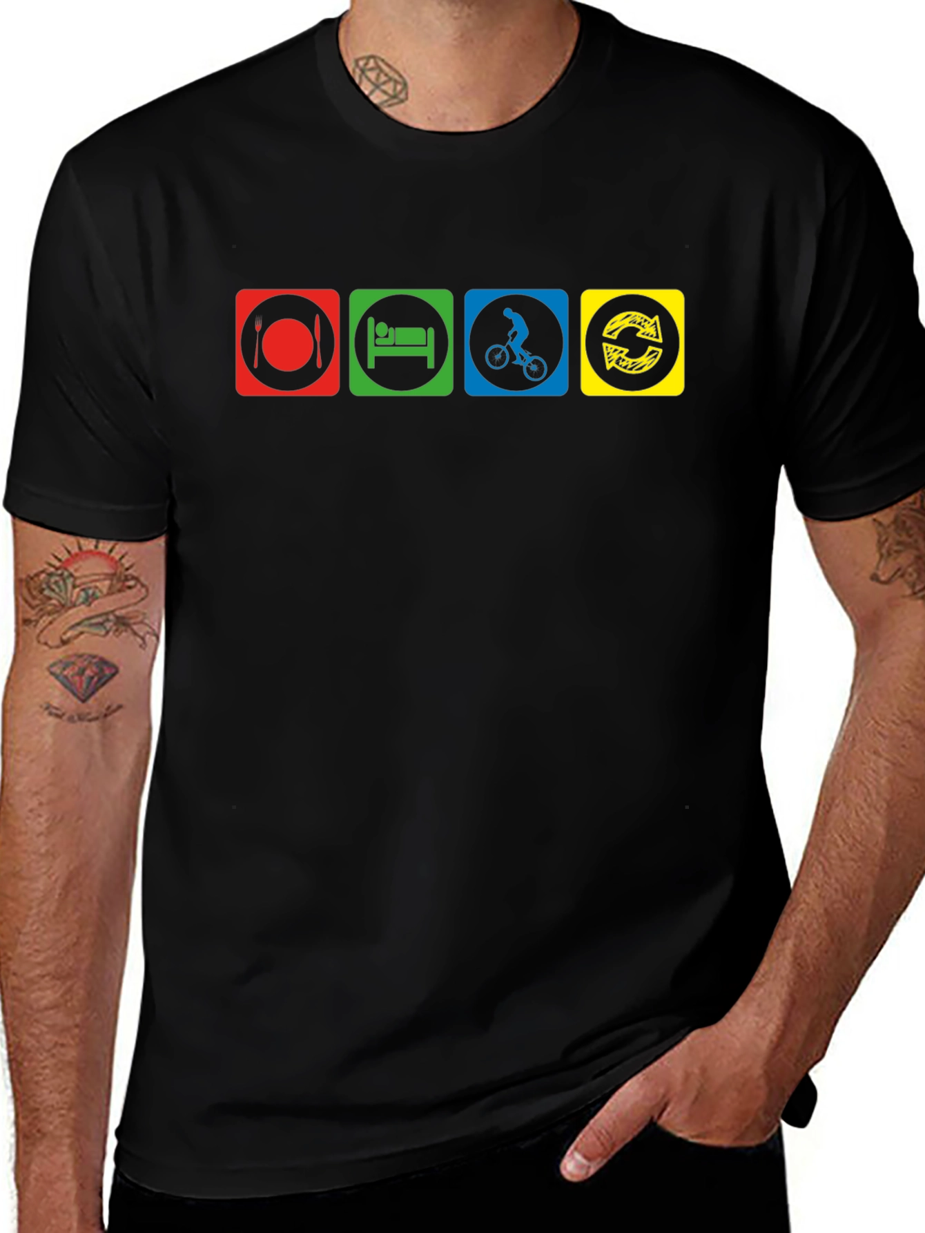 Eat Sleep Ride Repeat Black T-Shirt