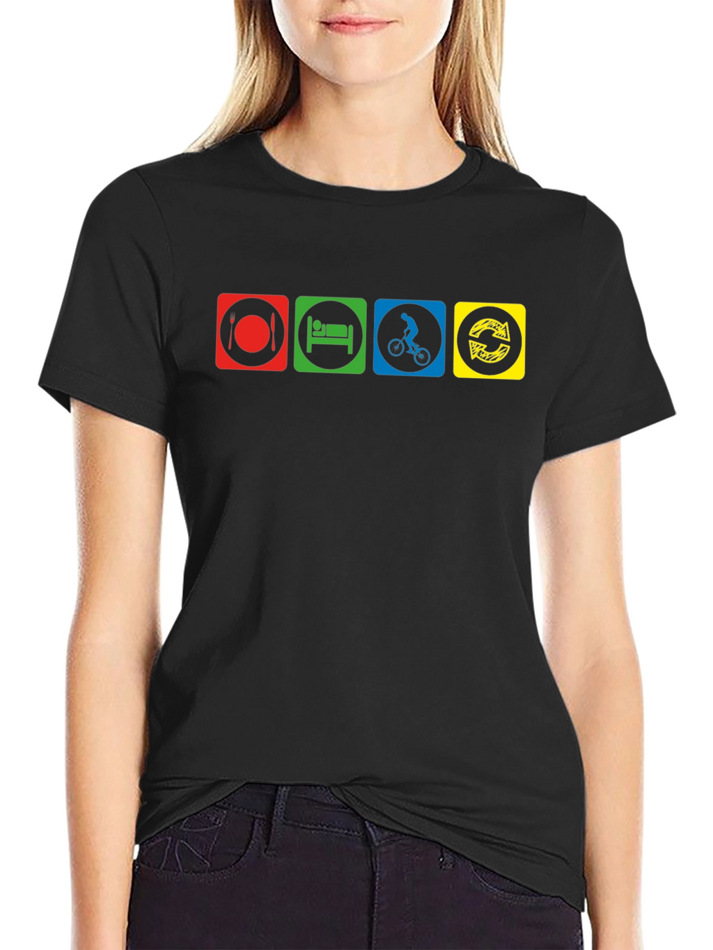 Eat Sleep Ride Repeat Black T-Shirt