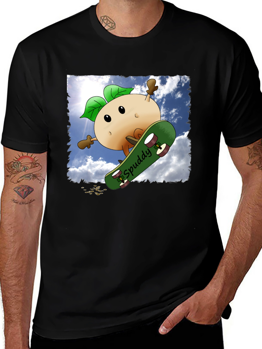 Spuddy Skateboard T-Shirt - Cool Character Tee