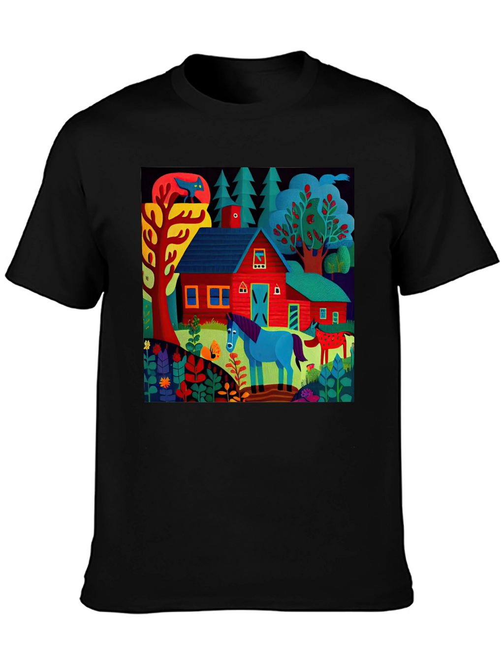 Vibrant Farm Scene Graphic Tee