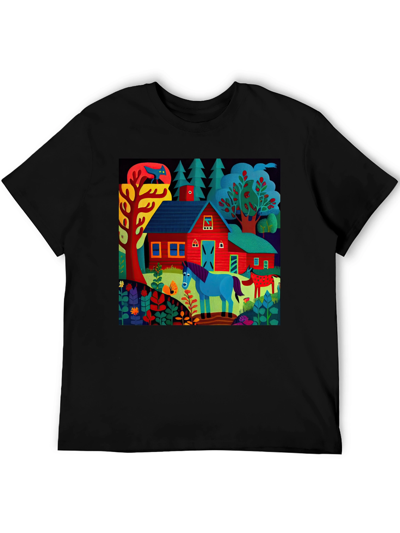 Vibrant Farm Scene Graphic Tee