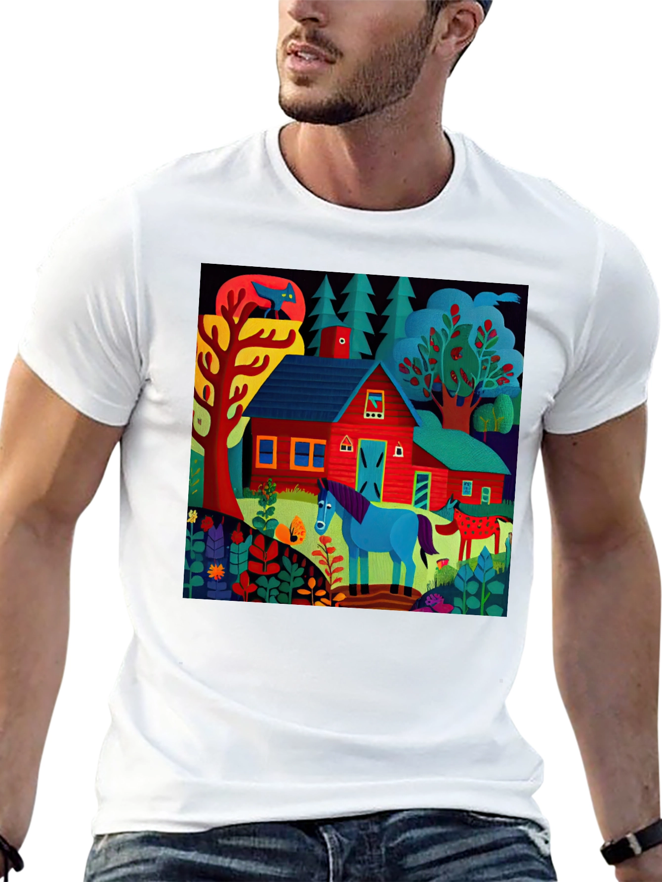 Vibrant Farm Scene Graphic Tee