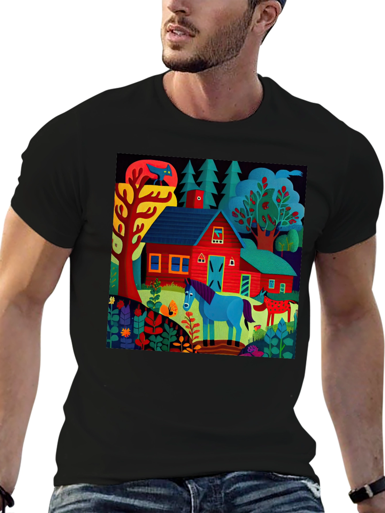 Vibrant Farm Scene Graphic Tee