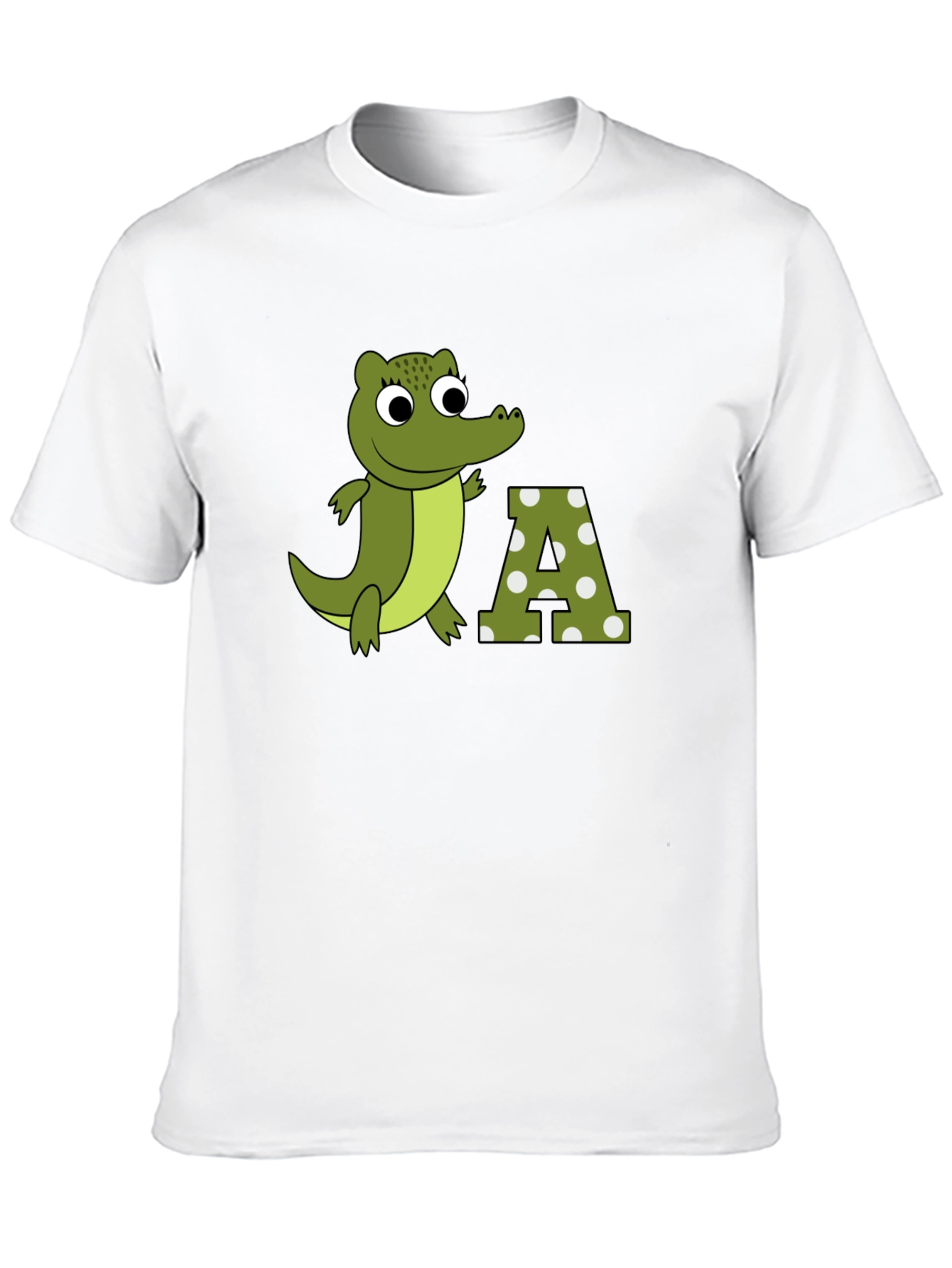 Cartoon Crocodile & A Letter Print T-Shirt