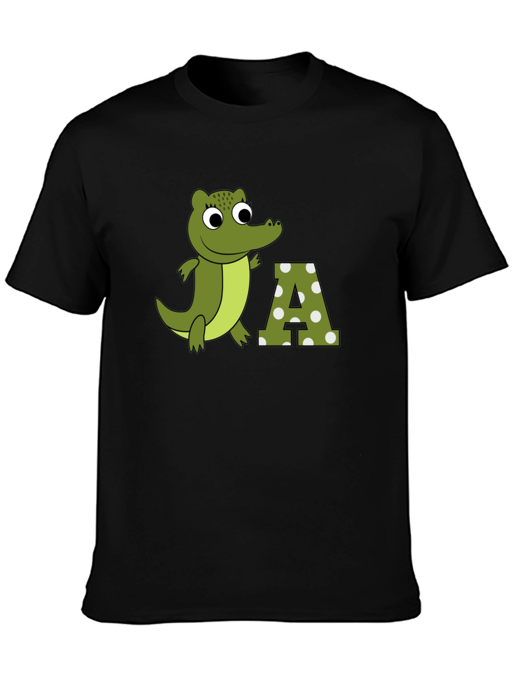 Cartoon Crocodile & A Letter Print T-Shirt