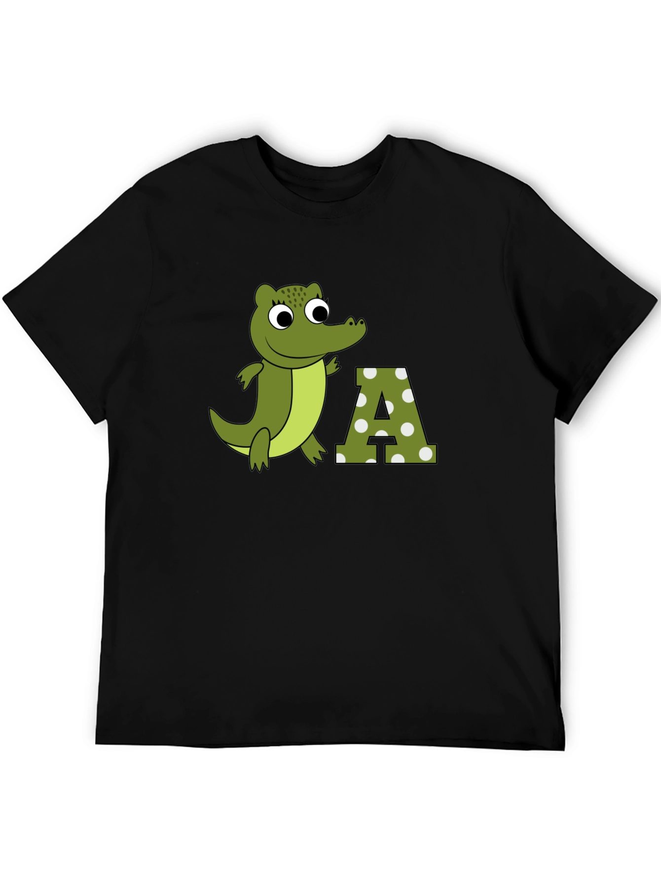 Cartoon Crocodile & A Letter Print T-Shirt