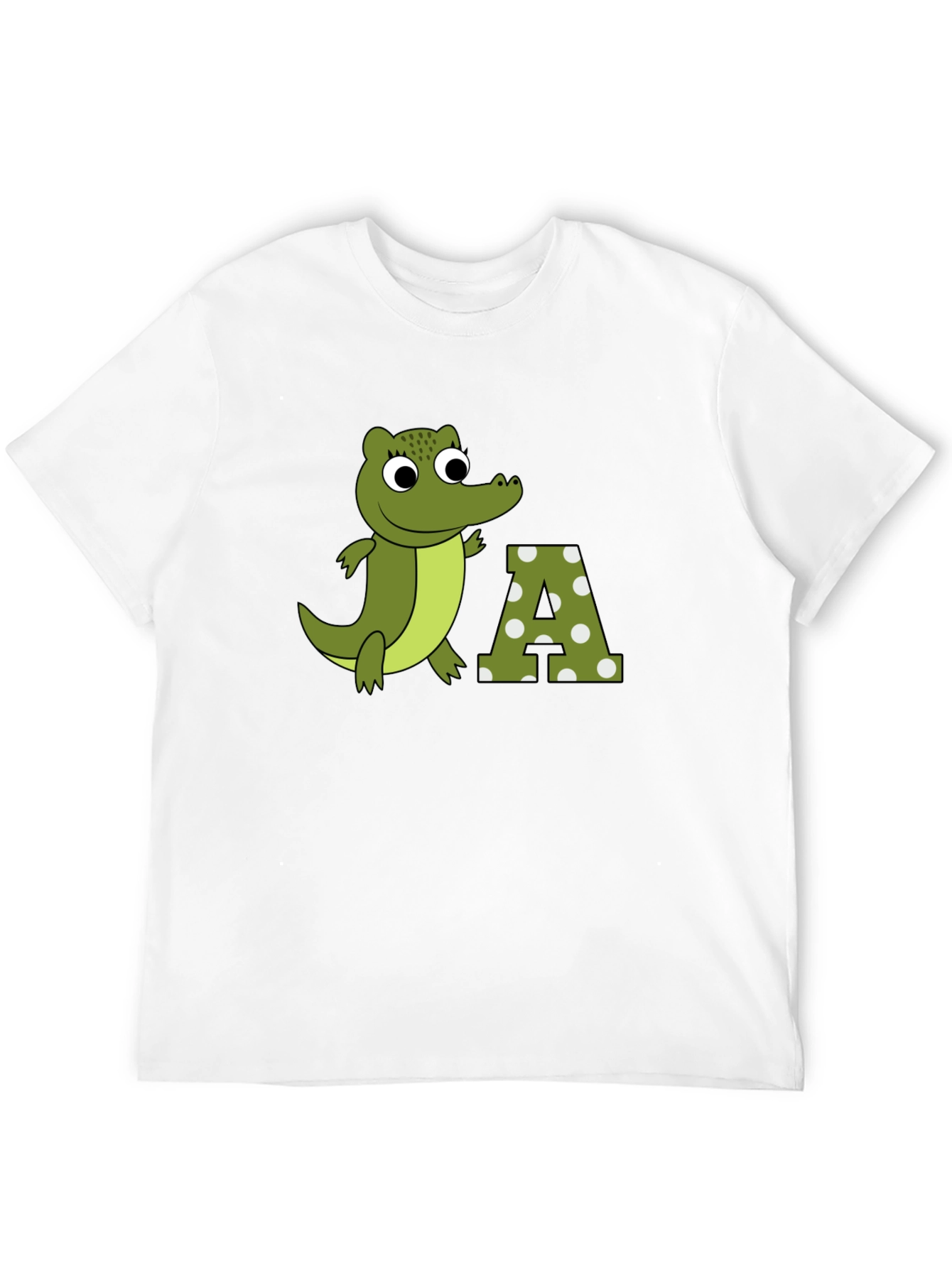 Cartoon Crocodile & A Letter Print T-Shirt