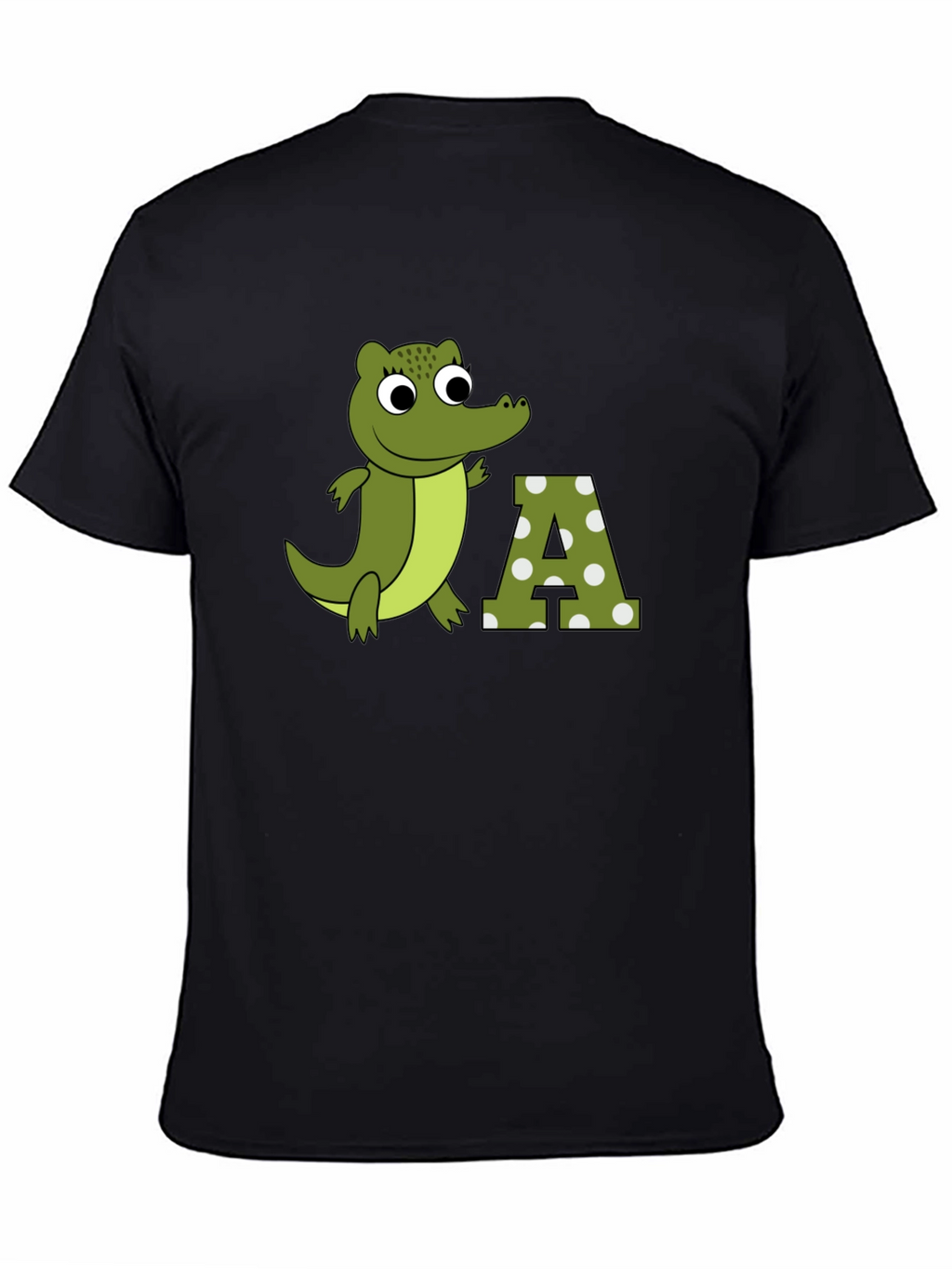 Cartoon Crocodile & A Letter Print T-Shirt