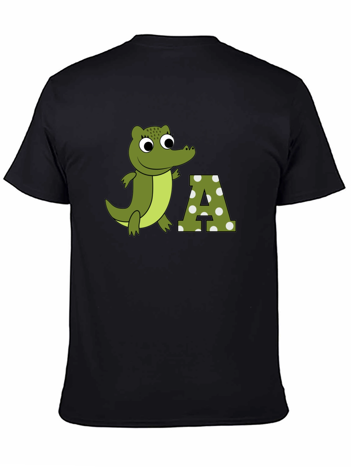 Cartoon Crocodile & A Letter Print T-Shirt