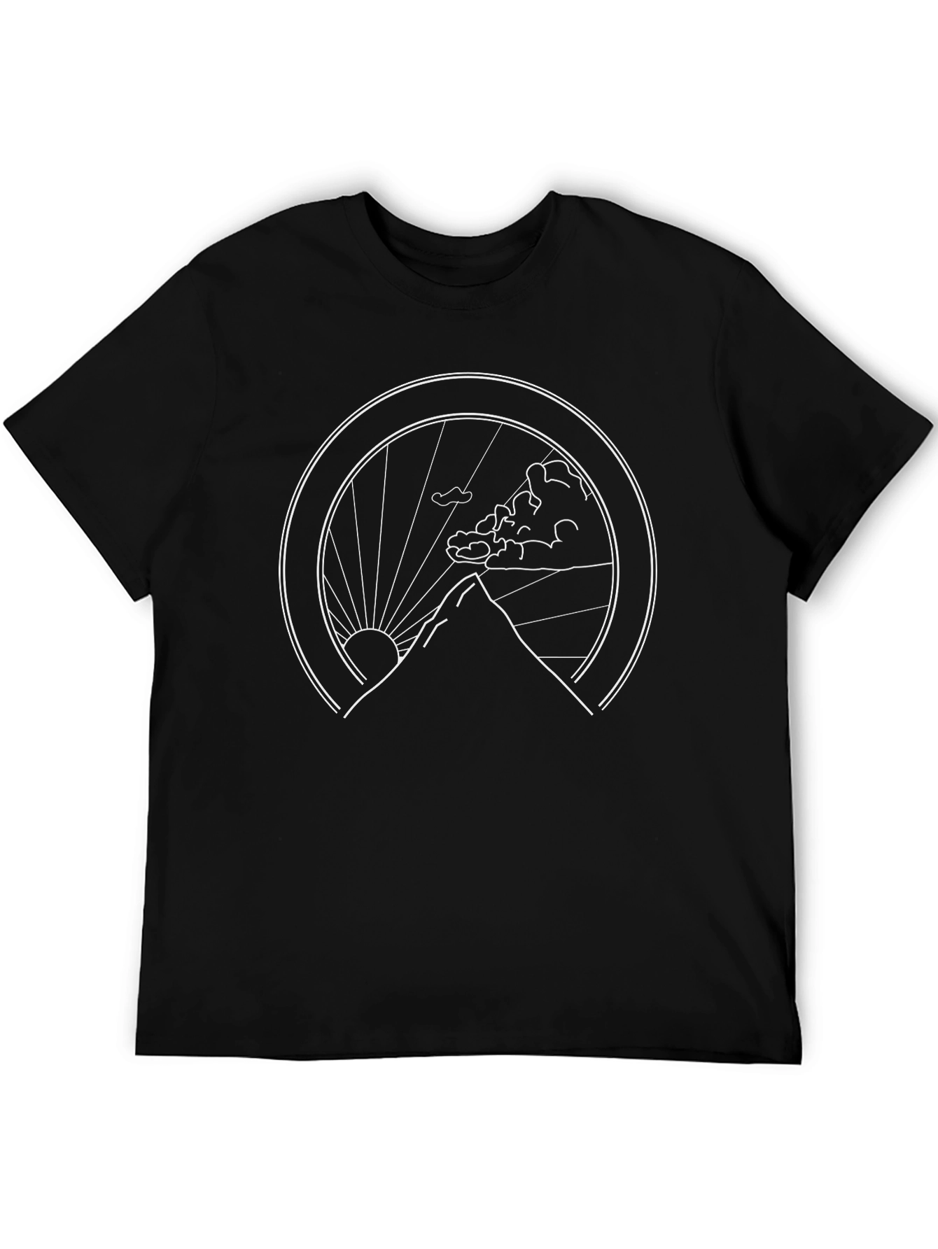 Minimalist Mountain Graphic Tee - Black Cotton Blend
