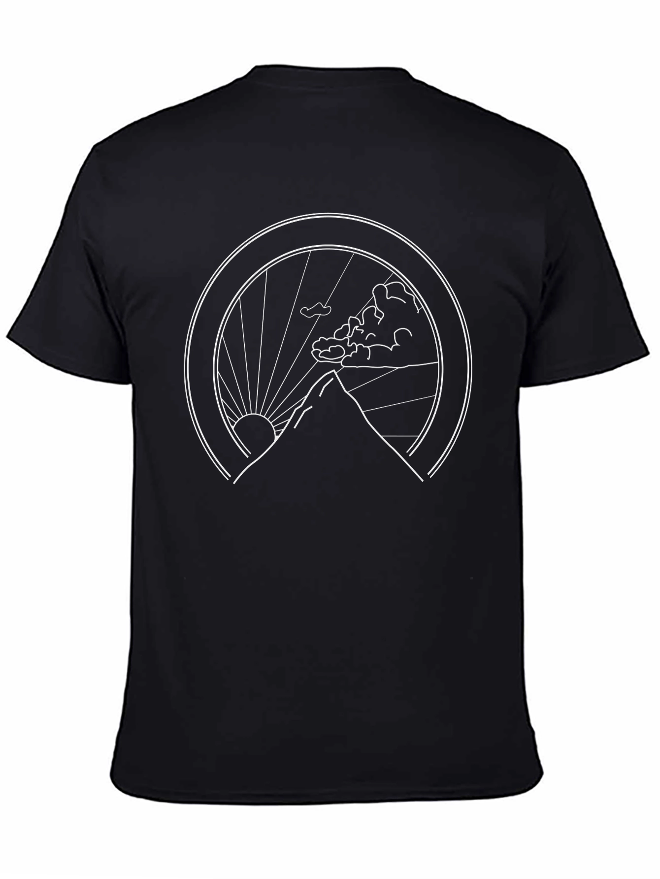 Minimalist Mountain Graphic Tee - Black Cotton Blend