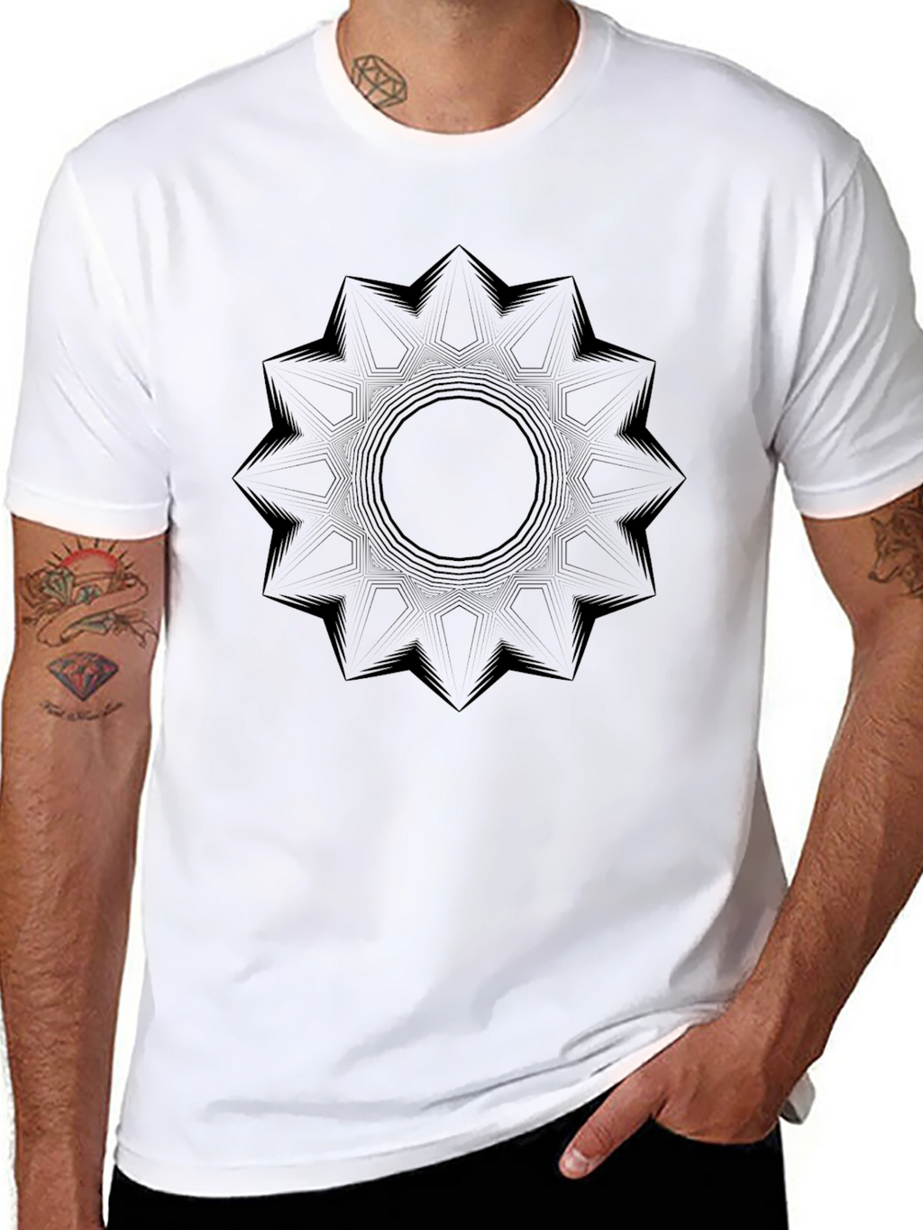 Geometric Mandala Black Graphic Tee
