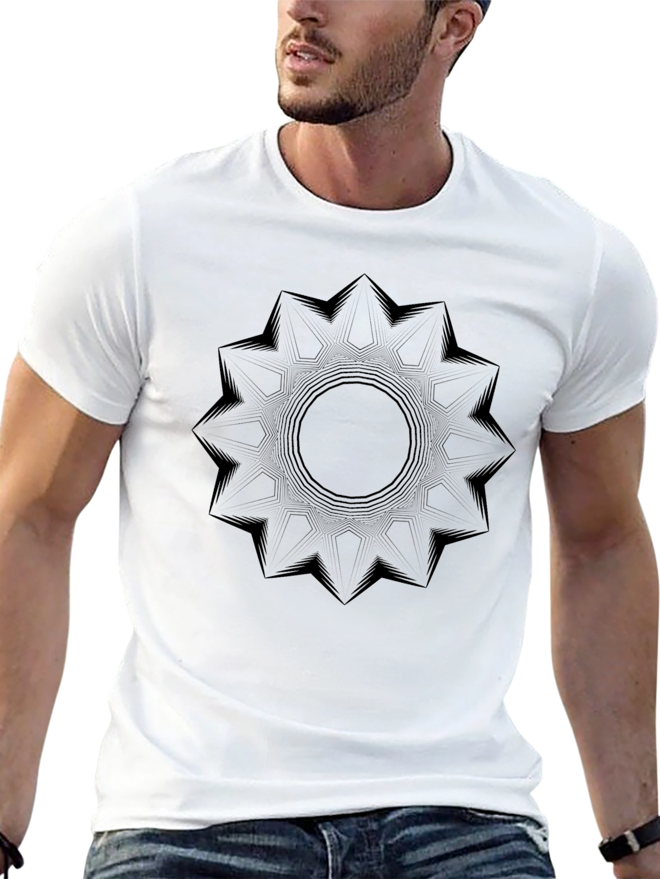 Geometric Mandala Black Graphic Tee