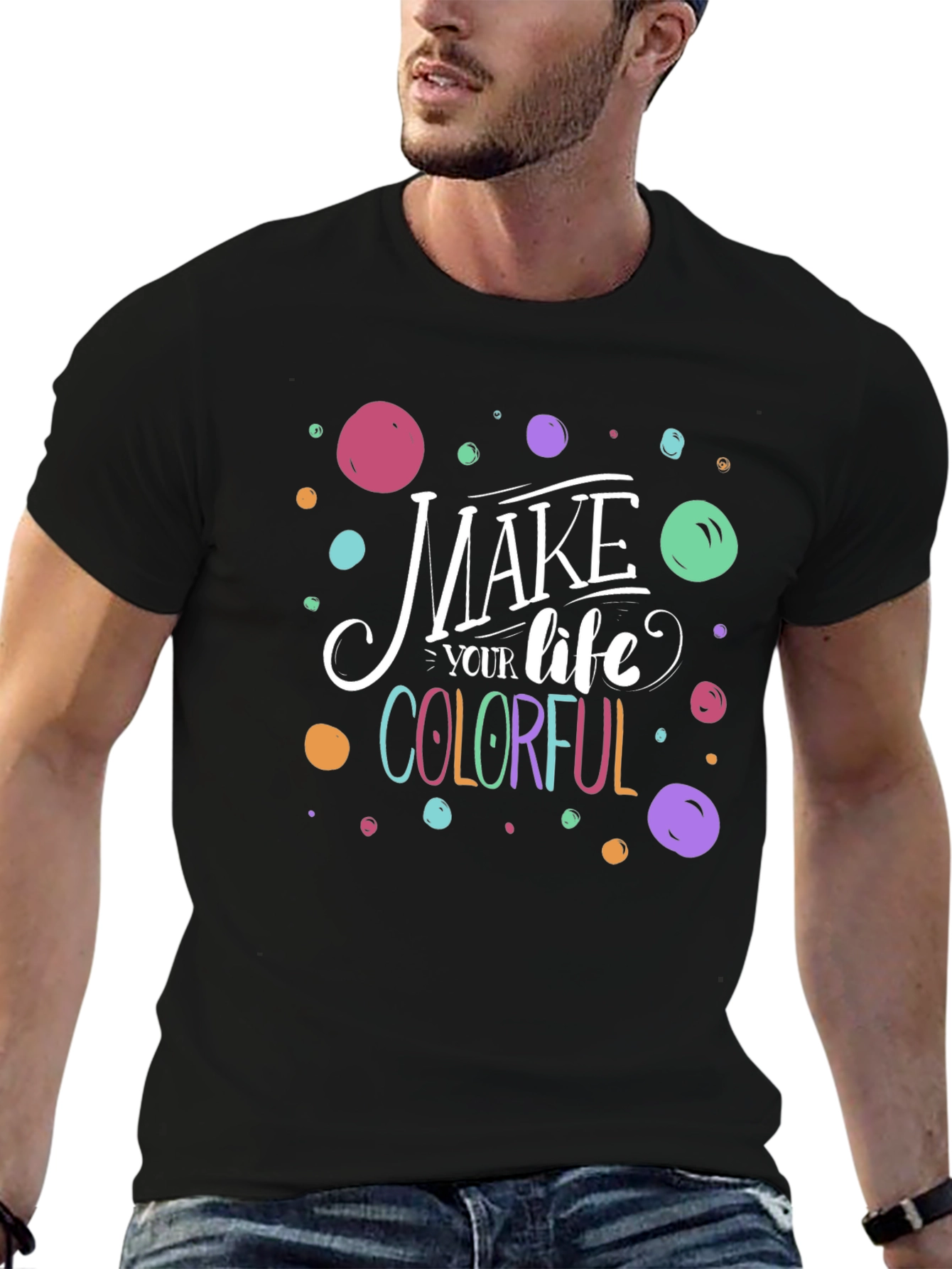Colorful Life Graphic Tee - Soft Cotton Comfort