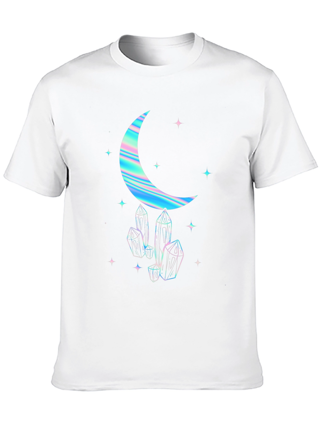 Crescent Moon & Crystal Graphic Tee - Black