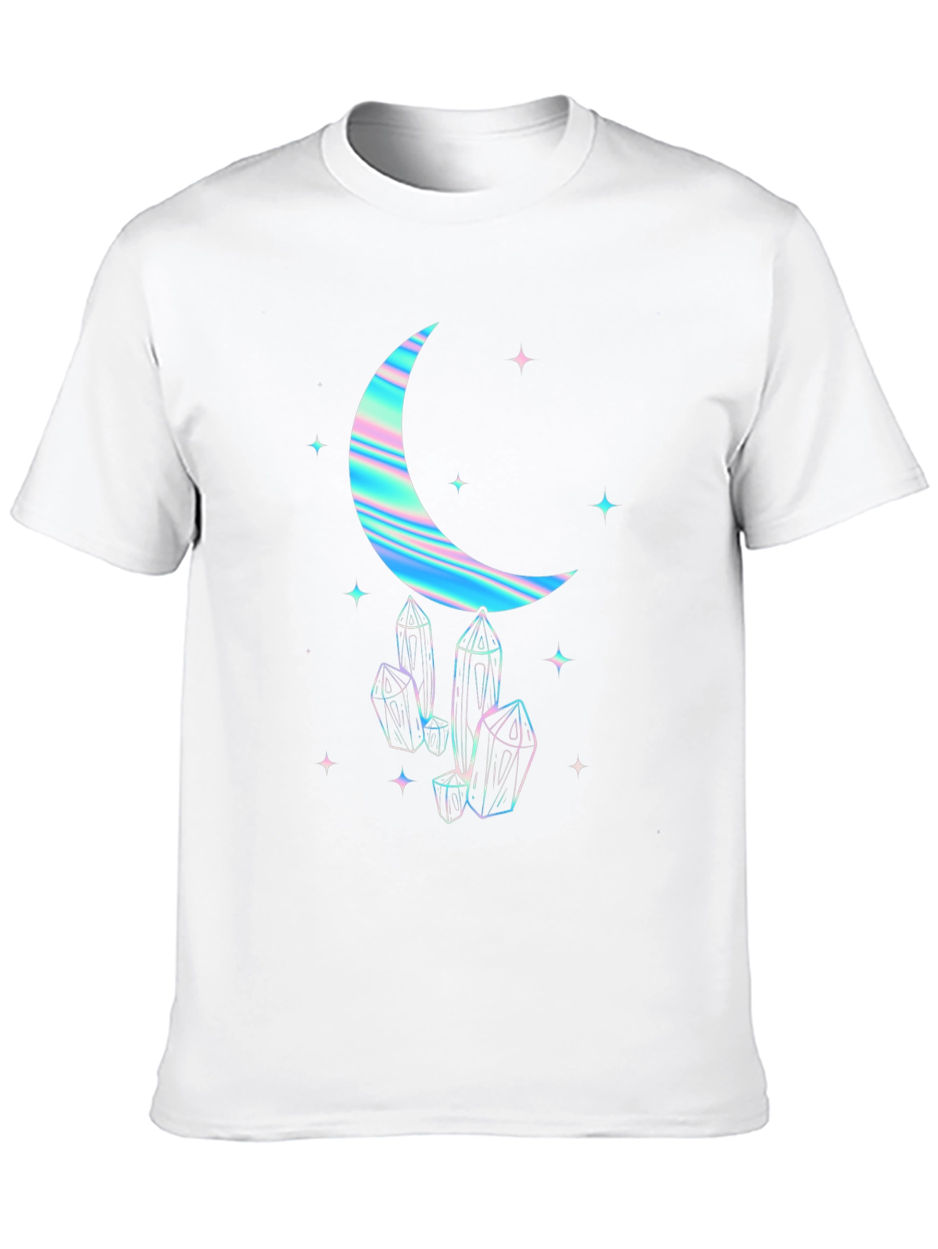 Crescent Moon & Crystal Graphic Tee - Black