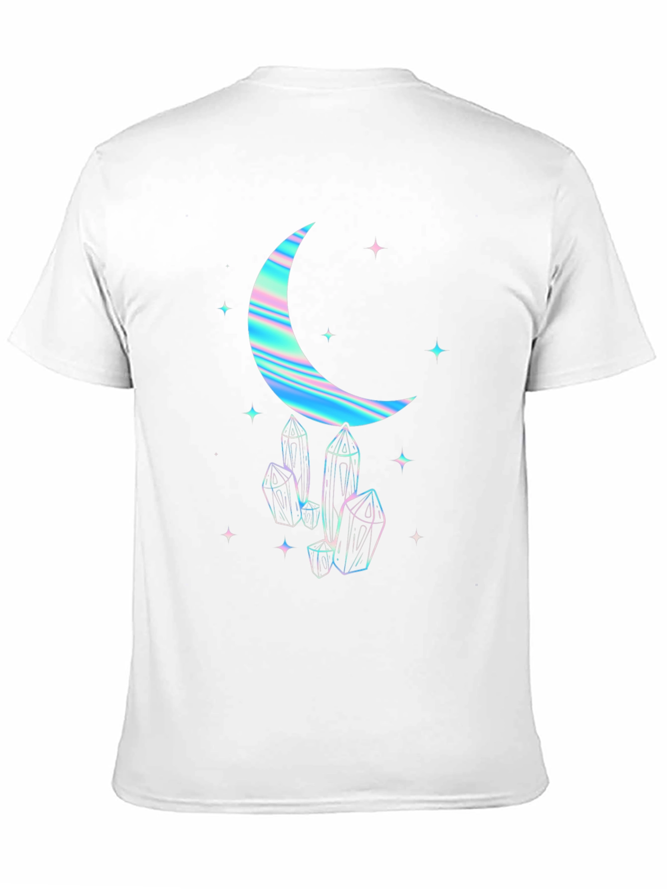 Crescent Moon & Crystal Graphic Tee - Black