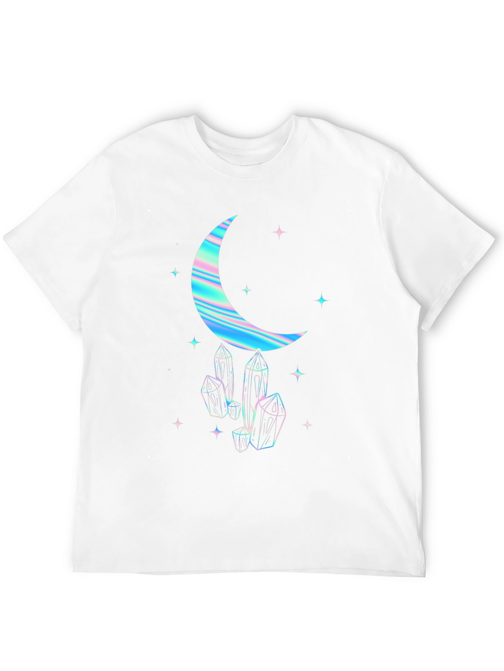 Crescent Moon & Crystal Graphic Tee - Black