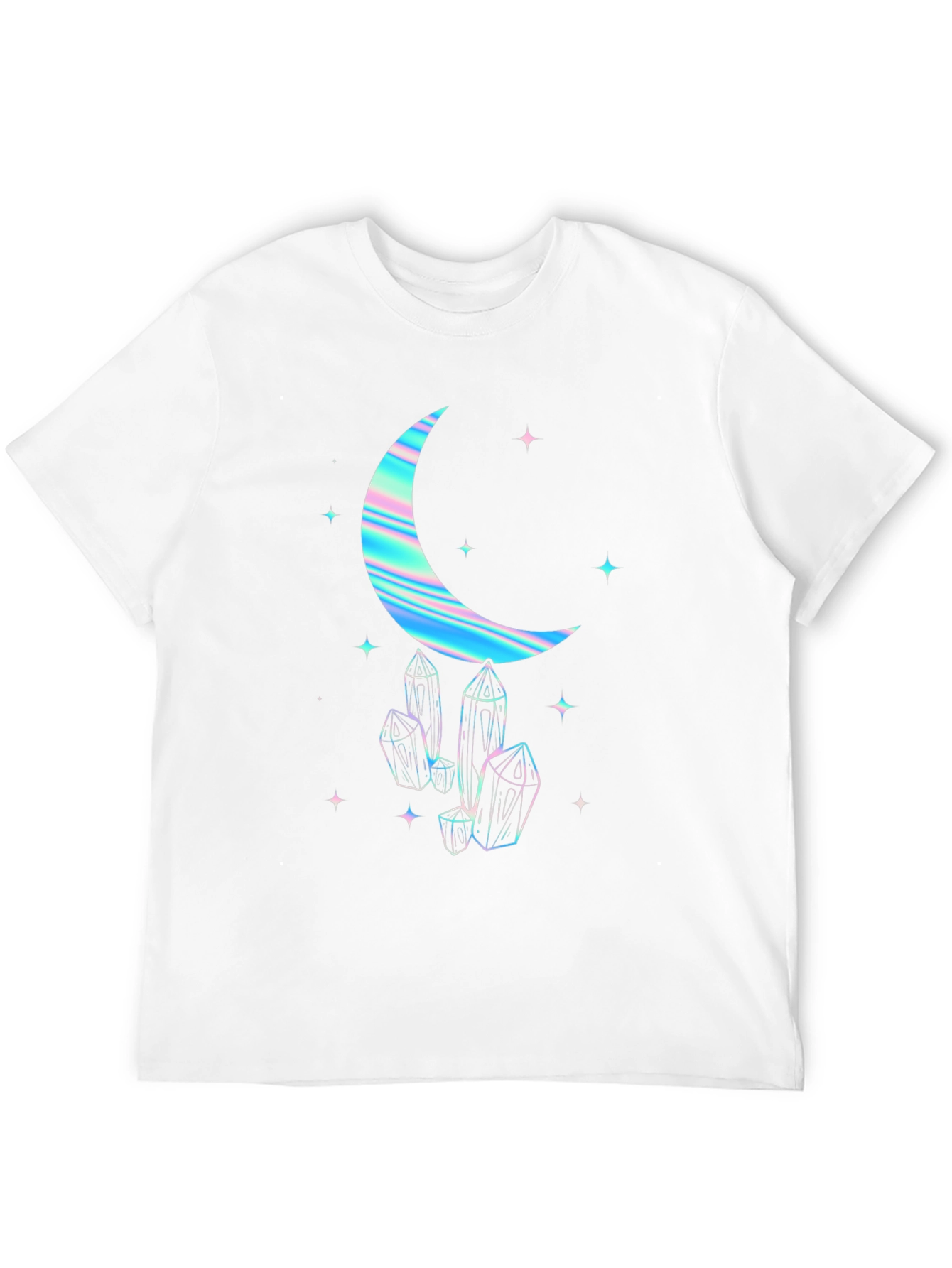 Crescent Moon & Crystal Graphic Tee - Black