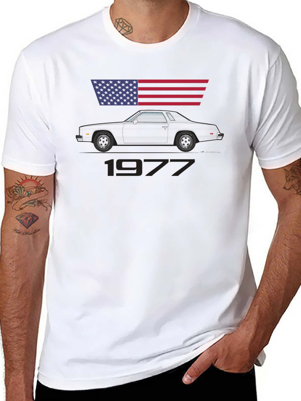 1977 Car Graphic Tee - Classic American Muscle Shirt