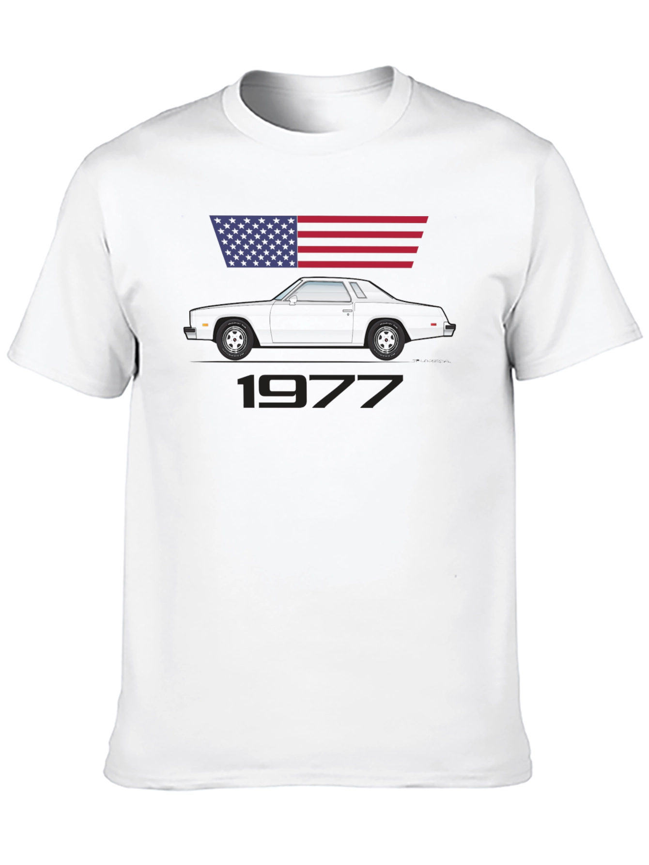 1977 Car Graphic Tee - Classic American Muscle Shirt