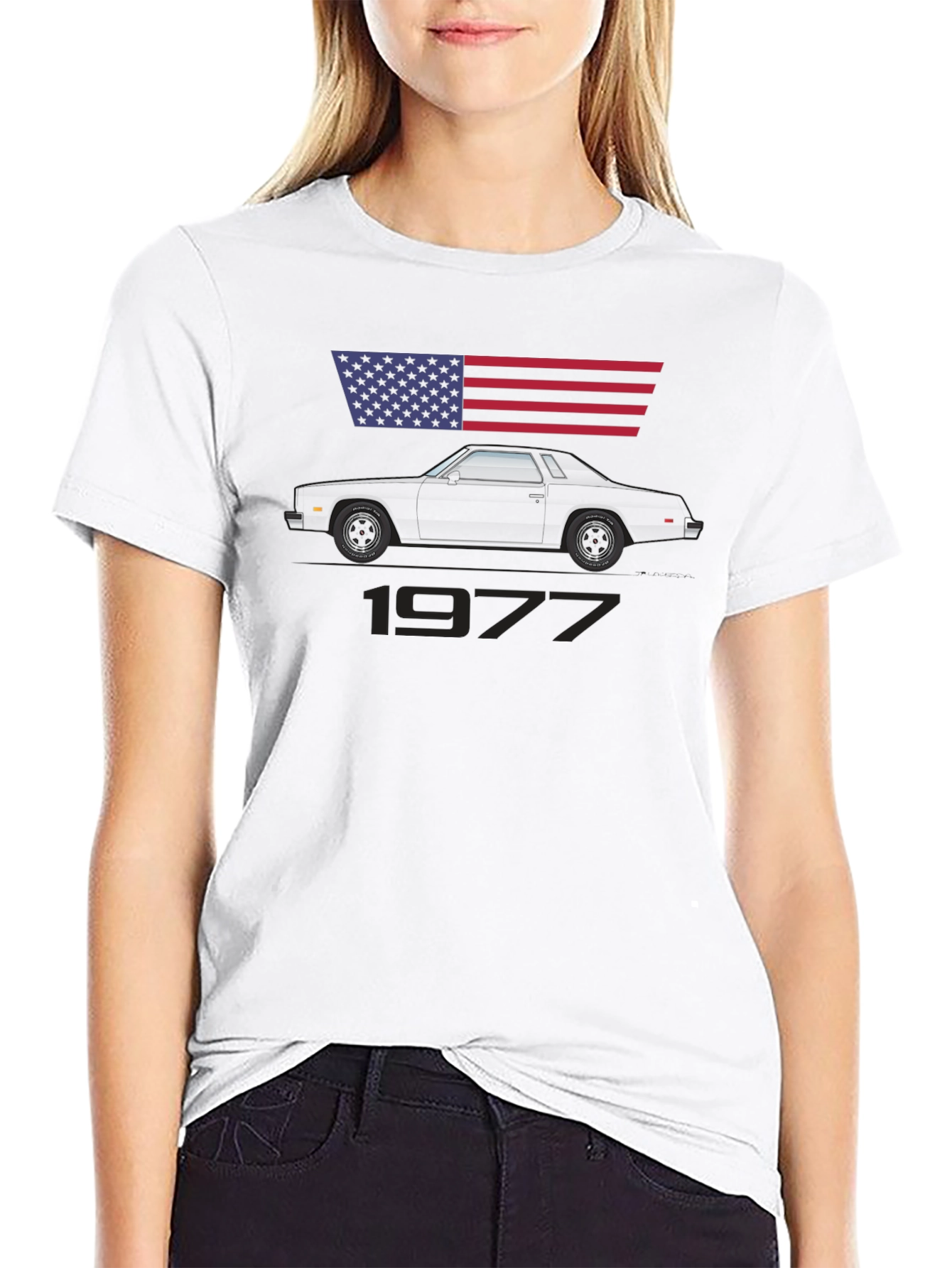 1977 Car Graphic Tee - Classic American Muscle Shirt