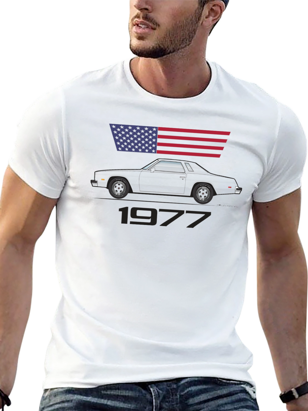 1977 Car Graphic Tee - Classic American Muscle Shirt