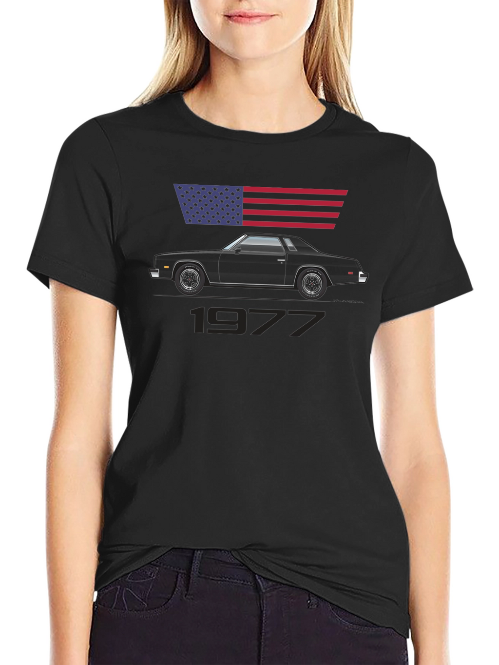 1977 Car Graphic Tee - Classic American Muscle Shirt