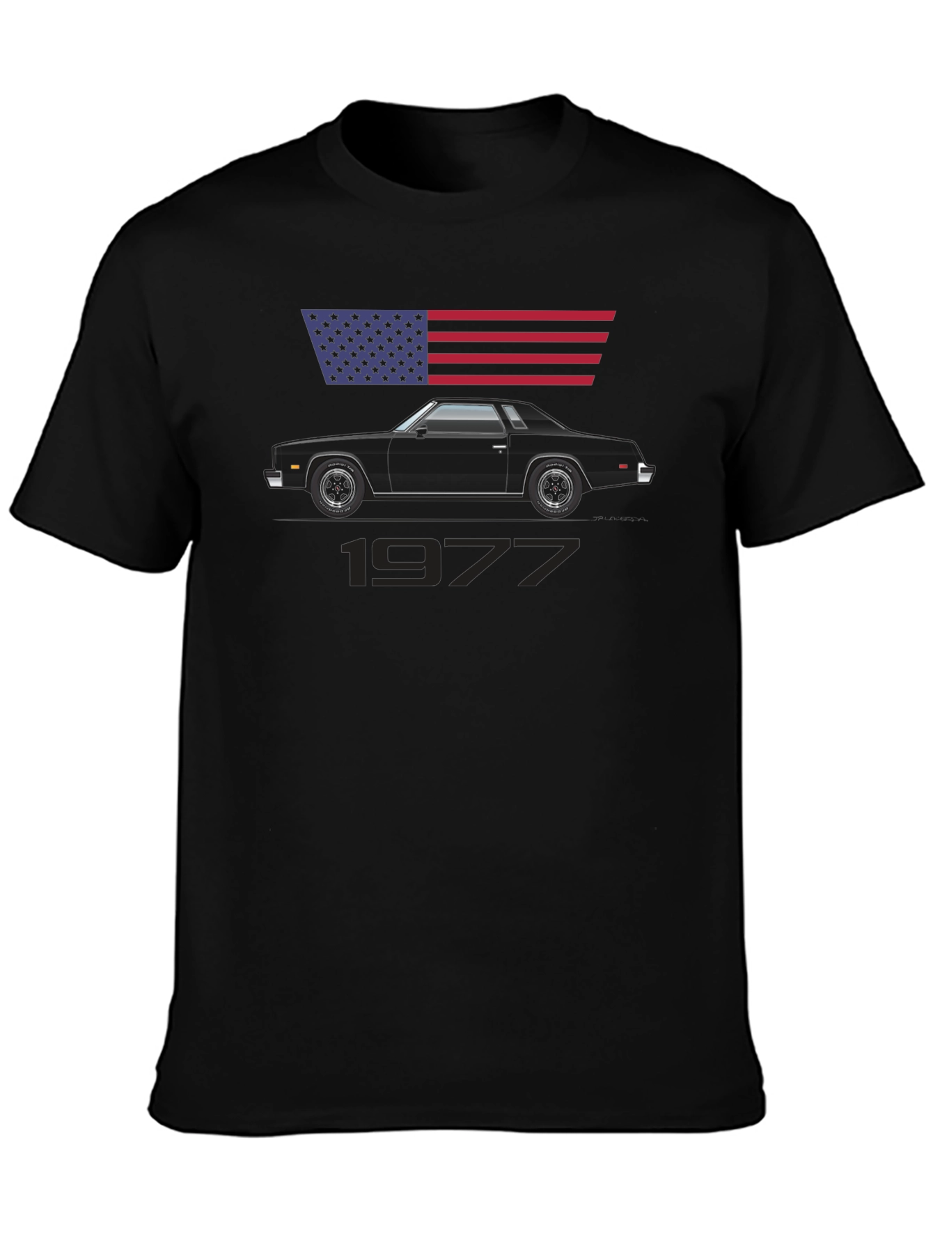 1977 Car Graphic Tee - Classic American Muscle Shirt