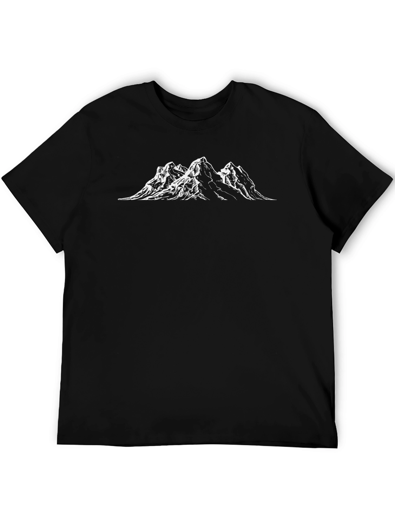 Black T-Shirt with Mountain Peak Design