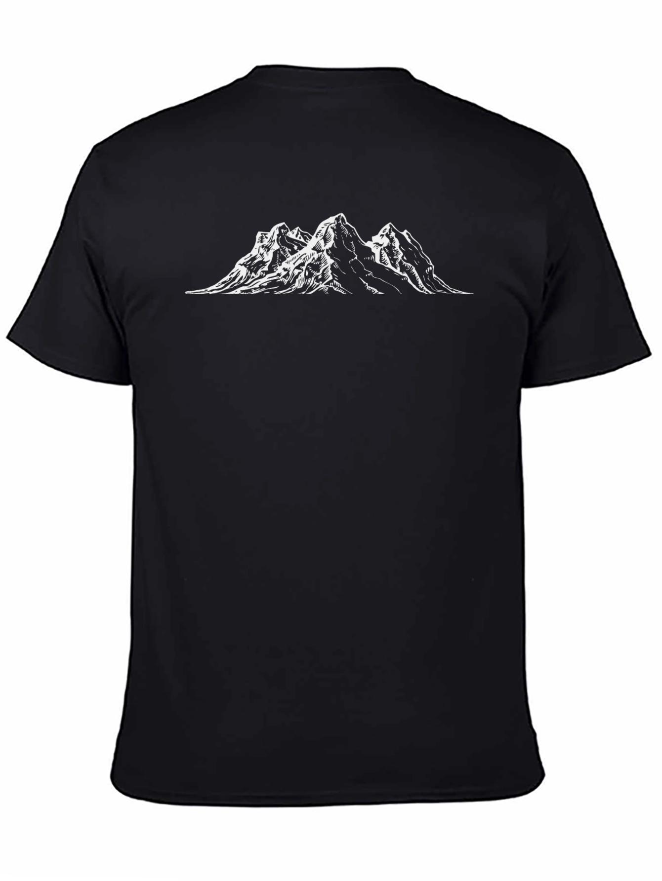 Black T-Shirt with Mountain Peak Design