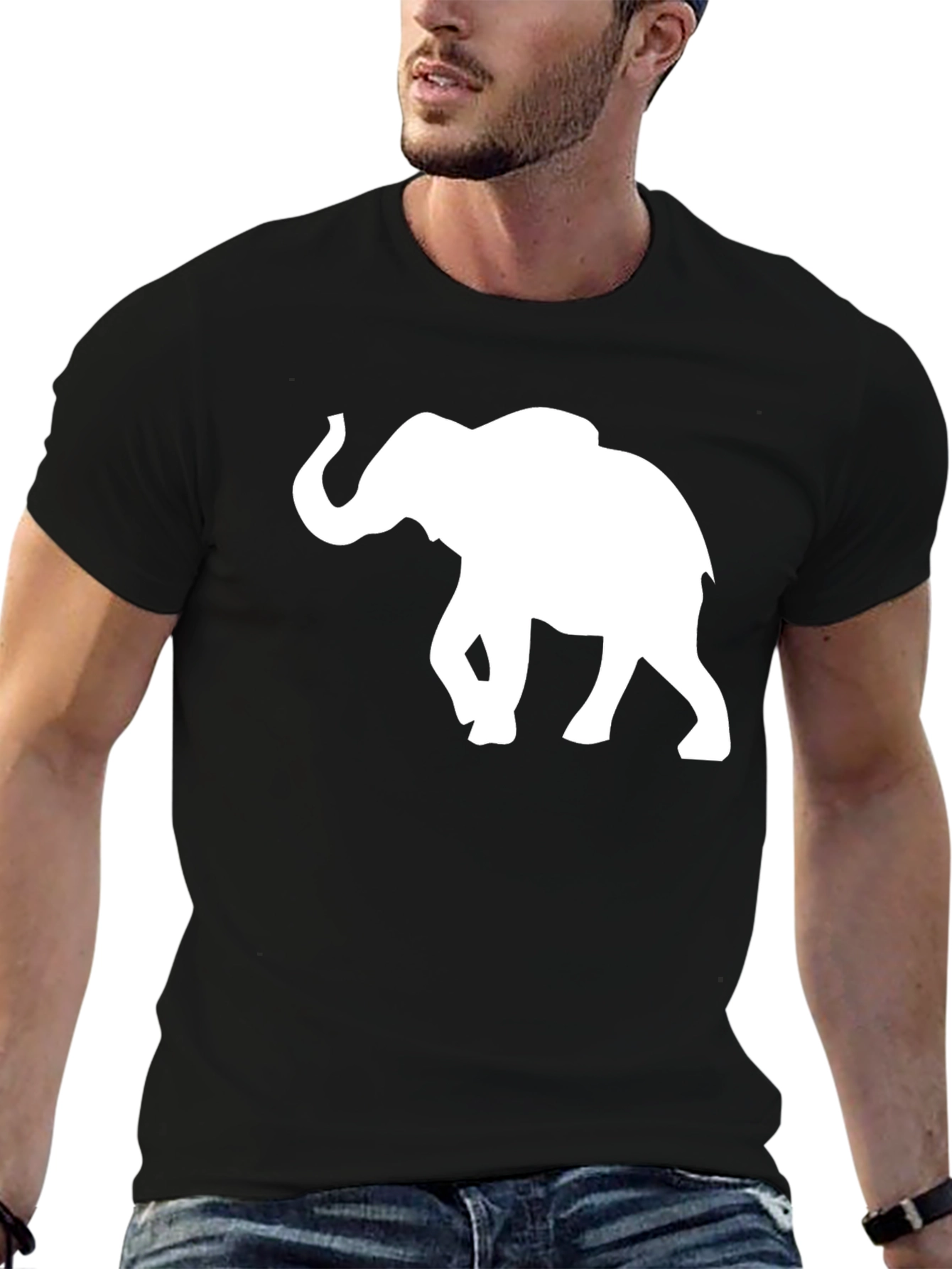 Elephant Silhouette T-Shirt - Black
