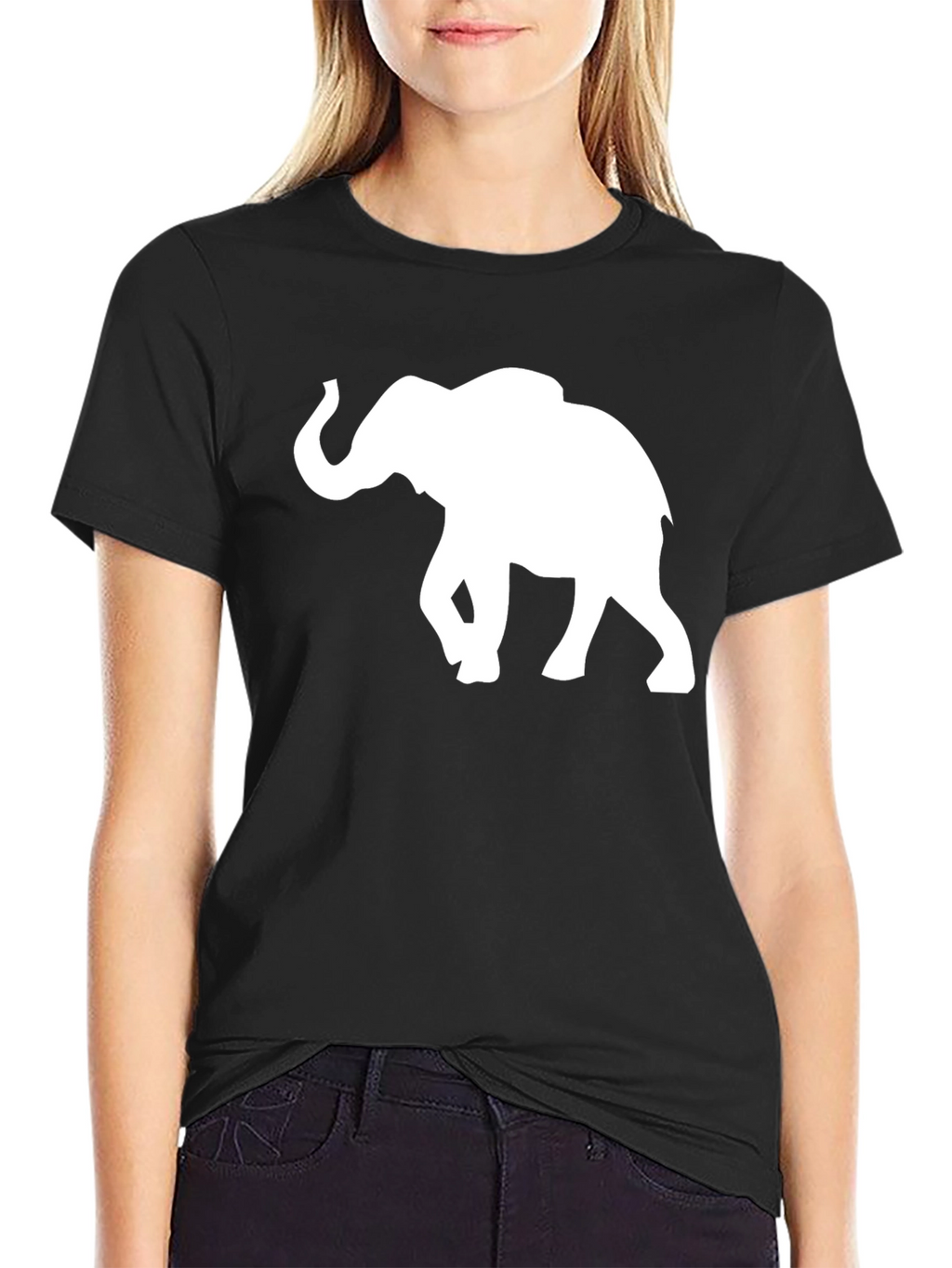 Elephant Silhouette T-Shirt - Black