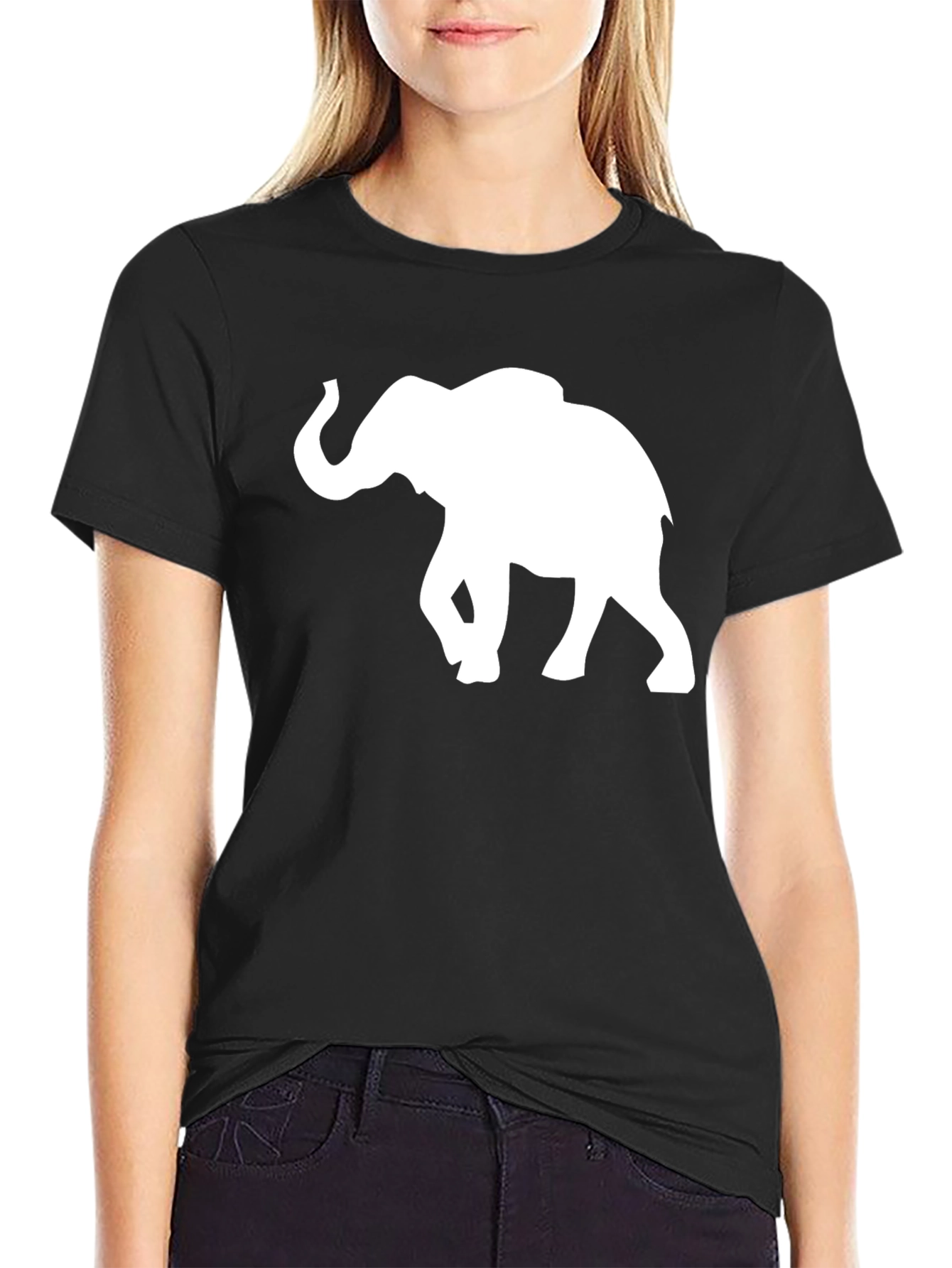 Elephant Silhouette T-Shirt - Black