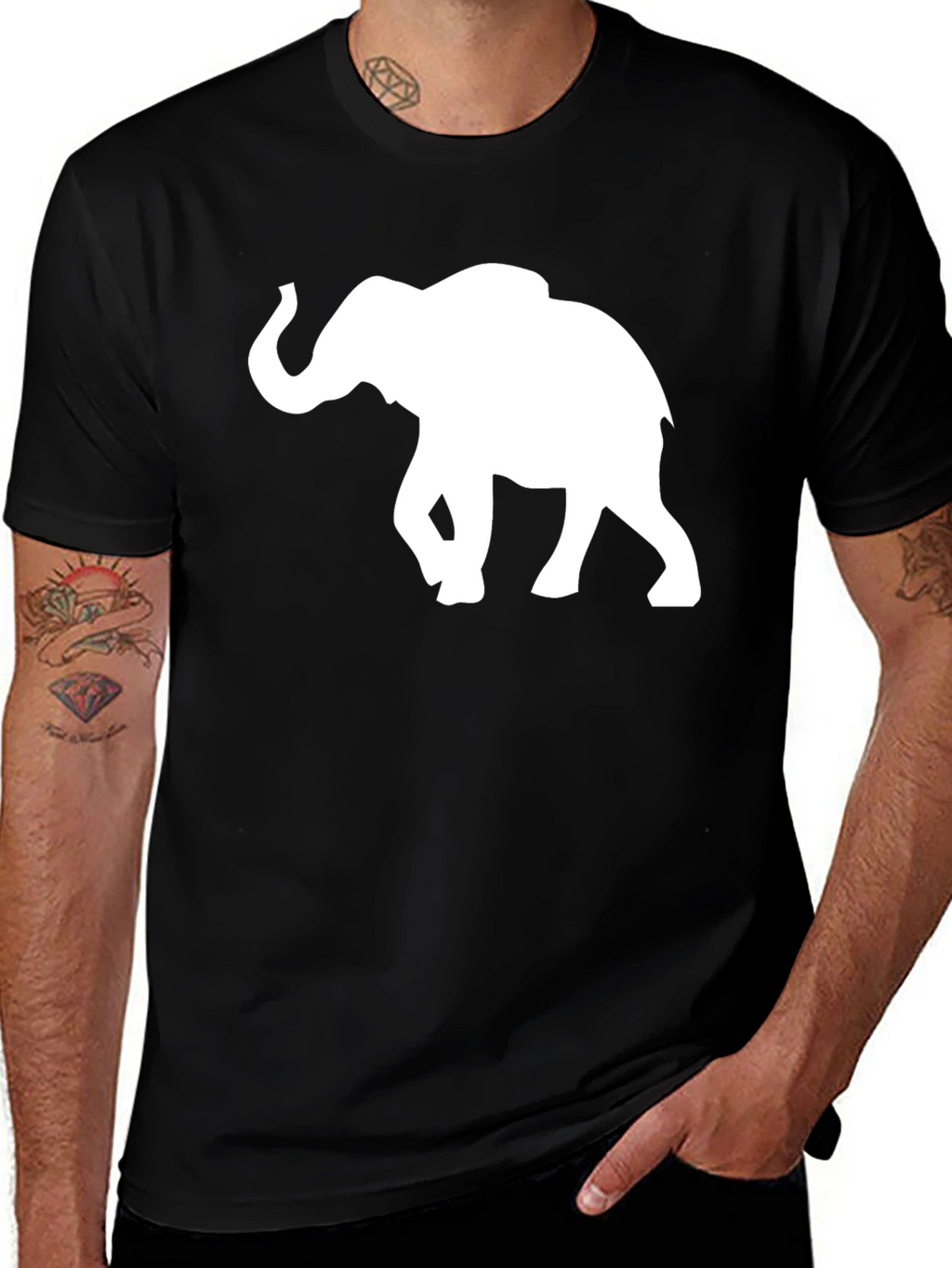 Elephant Silhouette T-Shirt - Black