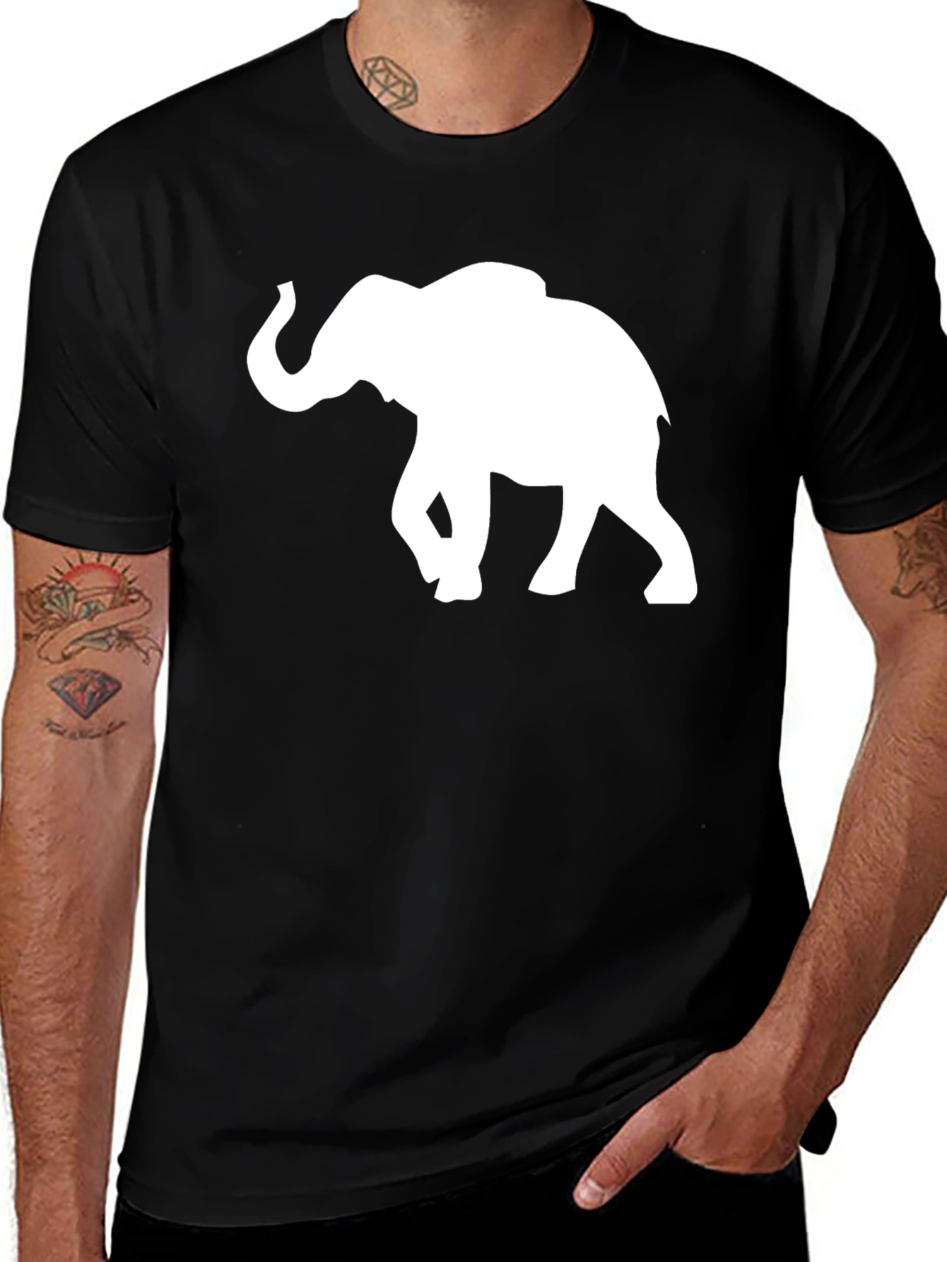 Elephant Silhouette T-Shirt - Black