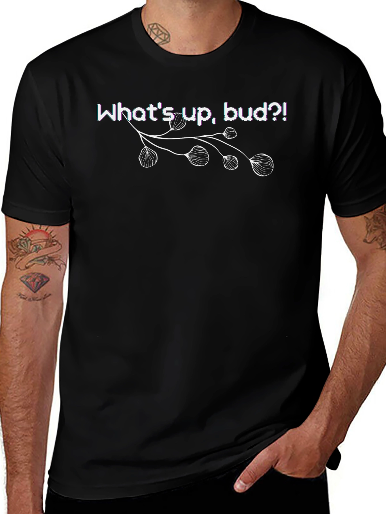 Whats Up Bud?! Graphic Tee - Black