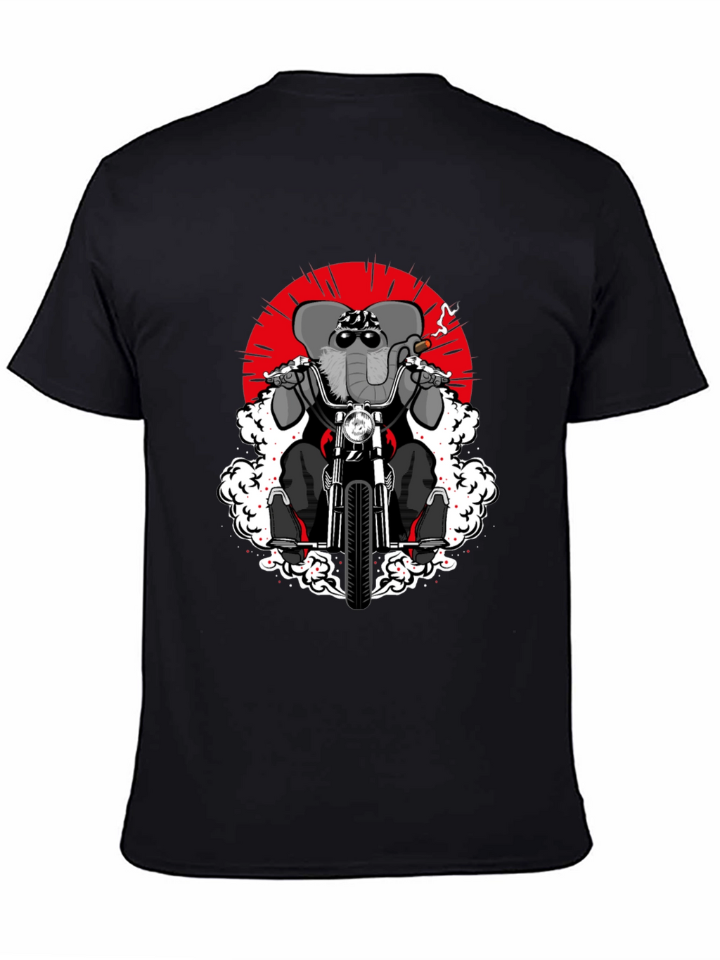 Elephant Biker T-Shirt - Cool Animal Rider Design