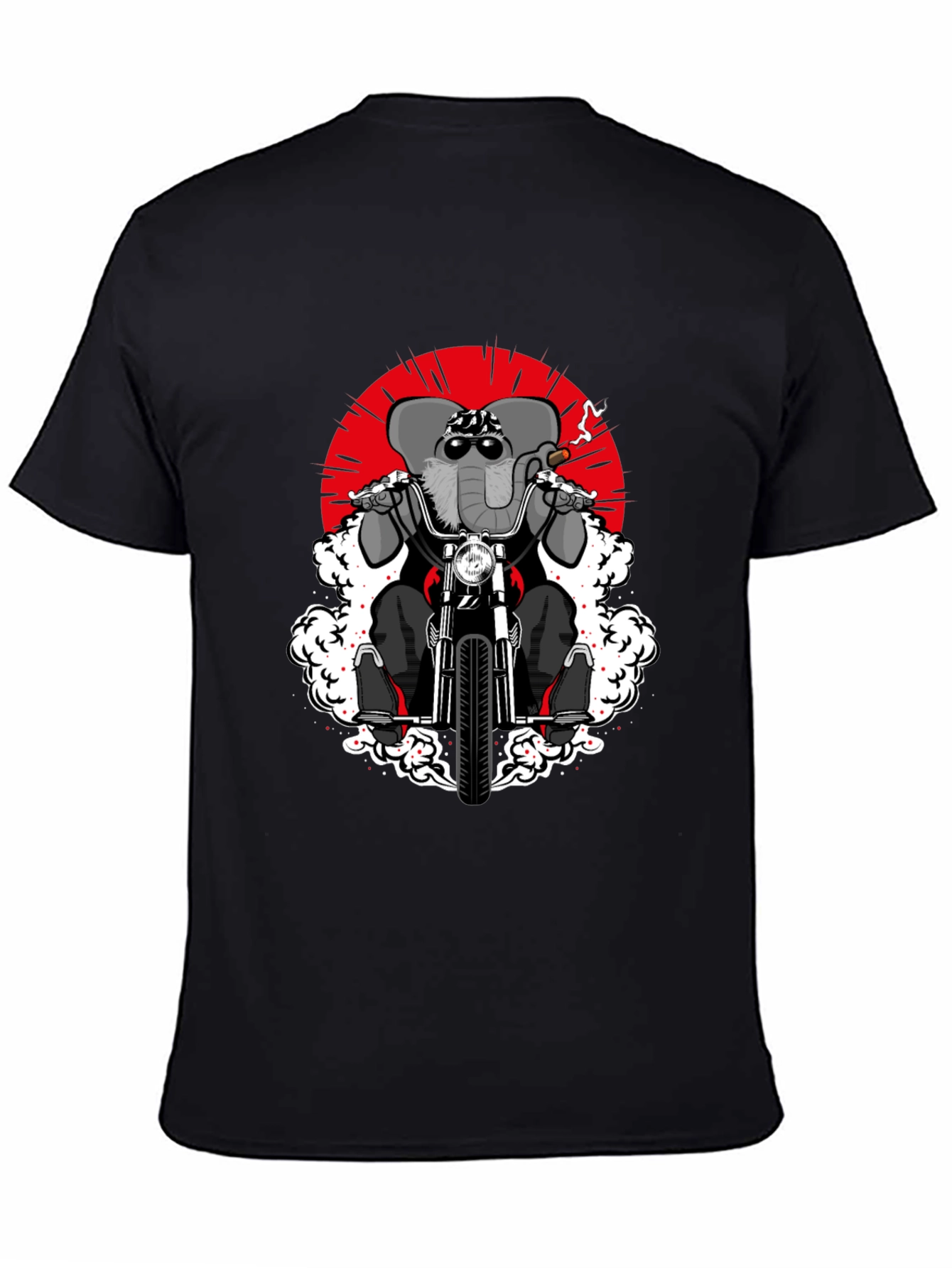 Elephant Biker T-Shirt - Cool Animal Rider Design