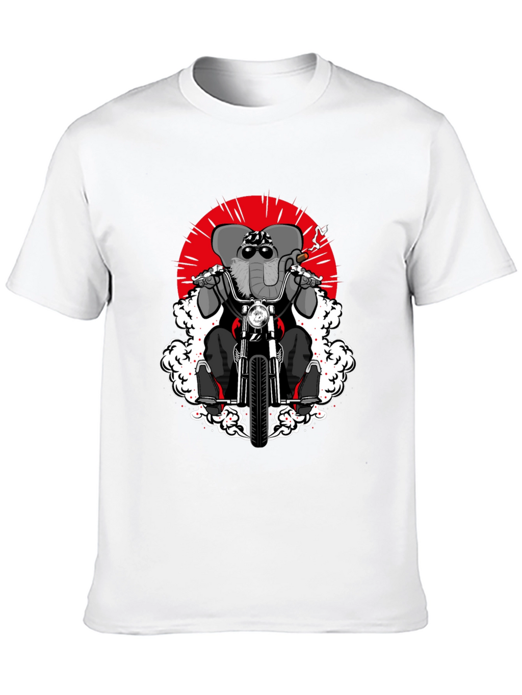 Elephant Biker T-Shirt - Cool Animal Rider Design