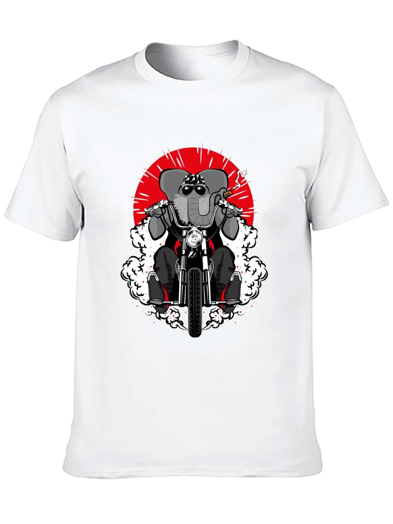Elephant Biker T-Shirt - Cool Animal Rider Design