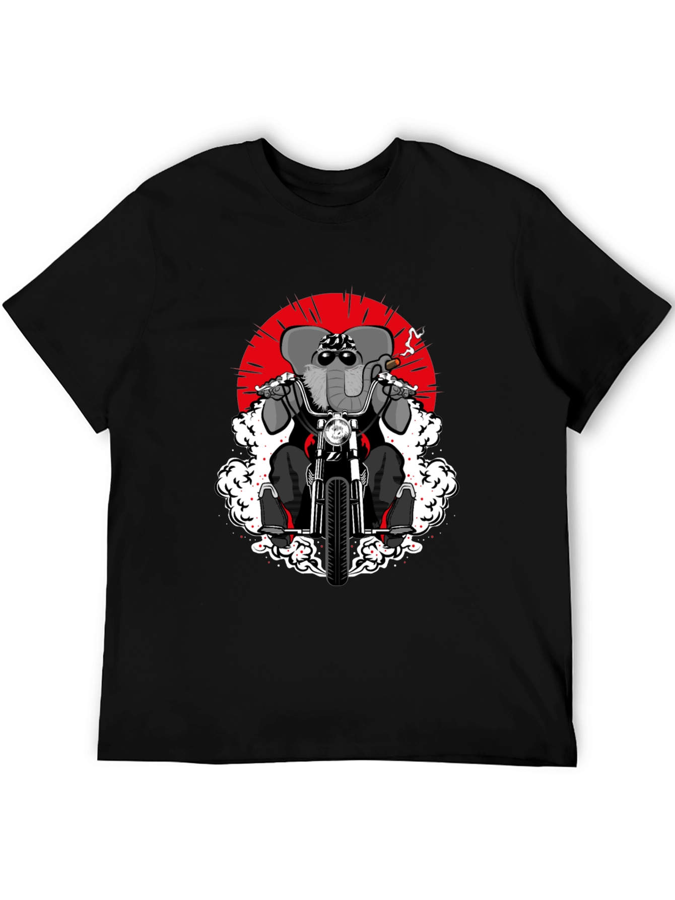 Elephant Biker T-Shirt - Cool Animal Rider Design